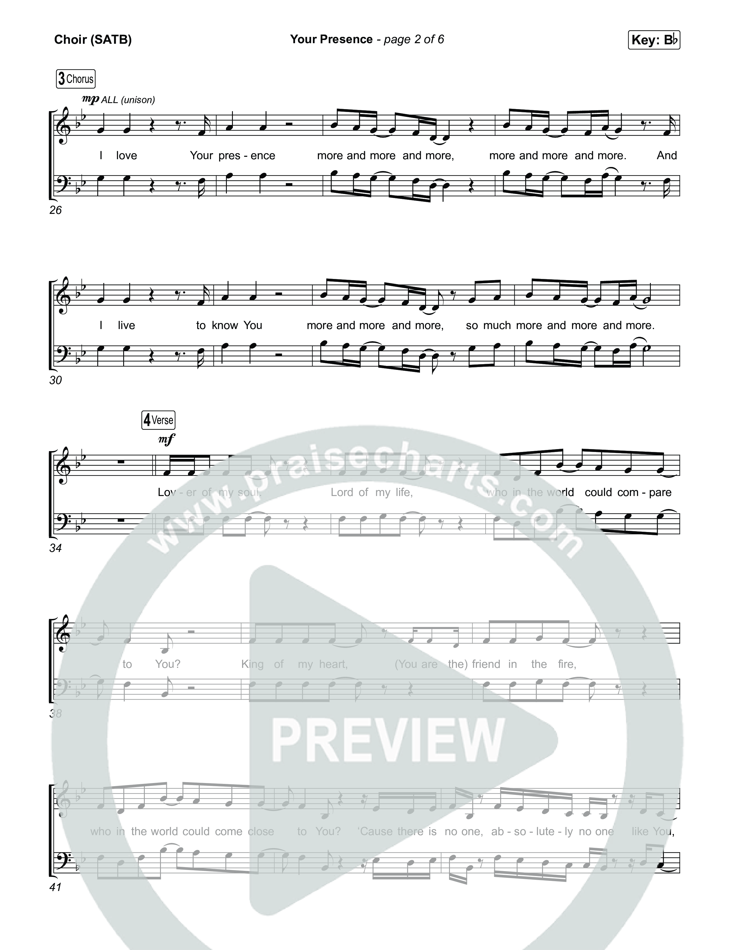 Your Presence Choir Sheet (SATB) (Tiffany Hudson)