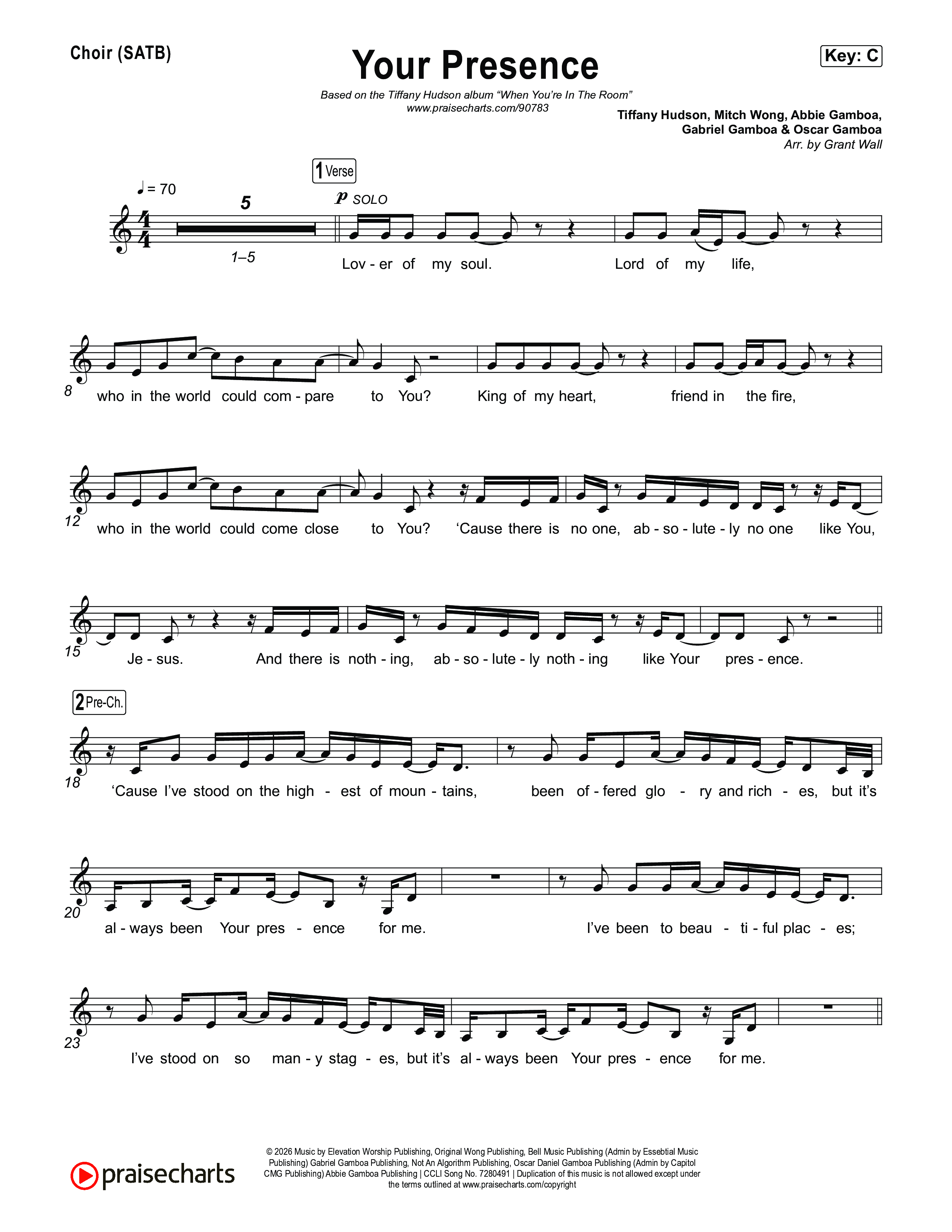 Your Presence Choir Sheet (SATB) (Tiffany Hudson)