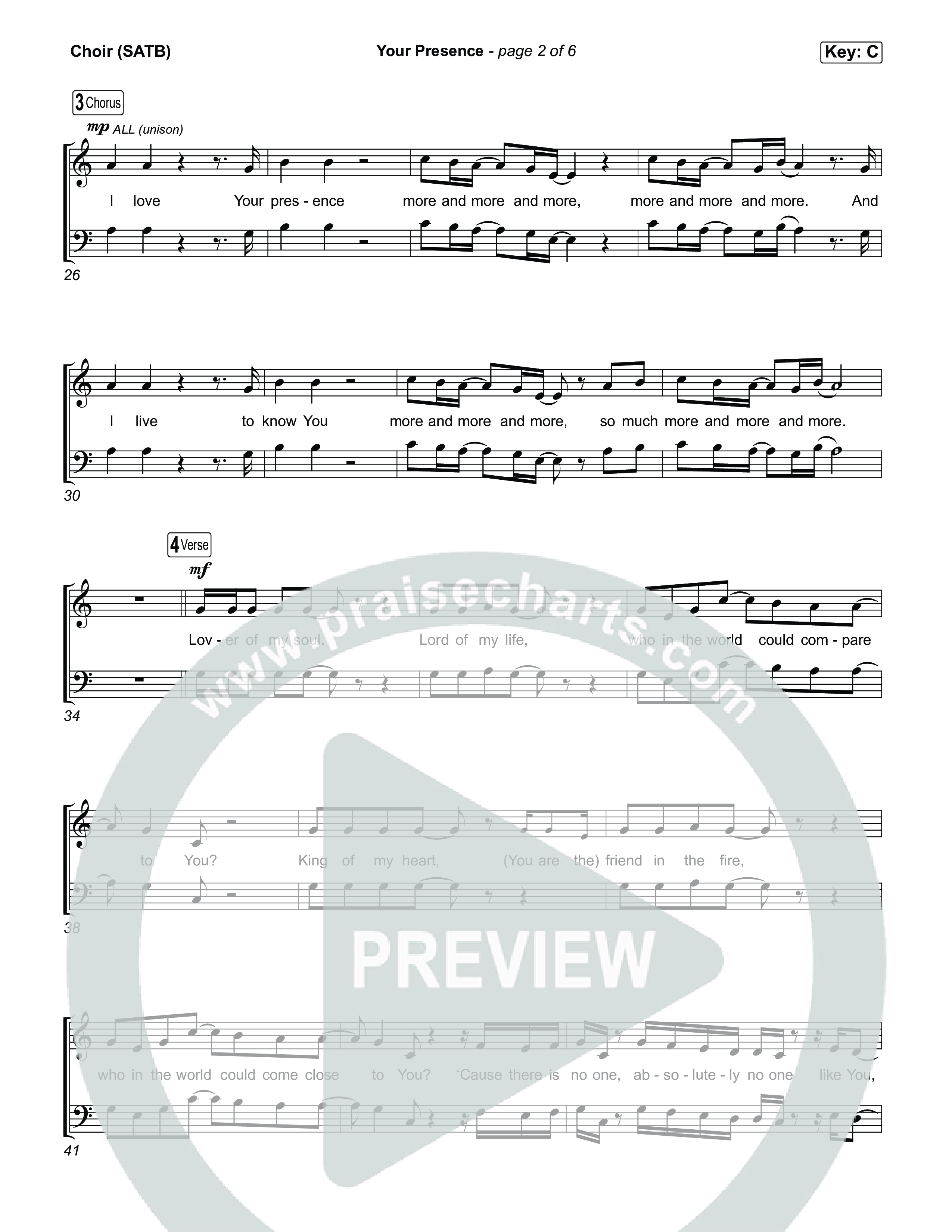 Your Presence Choir Sheet (SATB) (Tiffany Hudson)