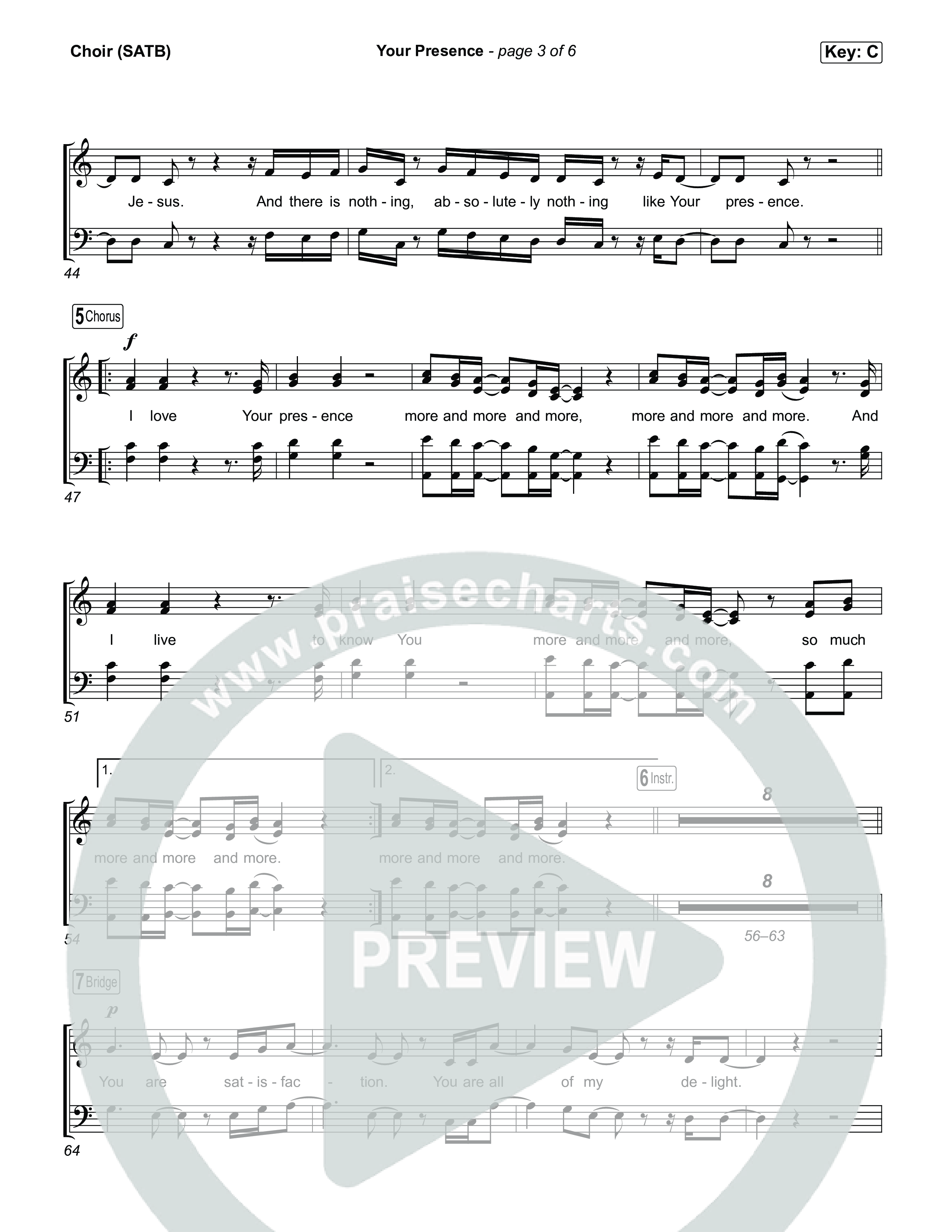 Your Presence Choir Sheet (SATB) (Tiffany Hudson)