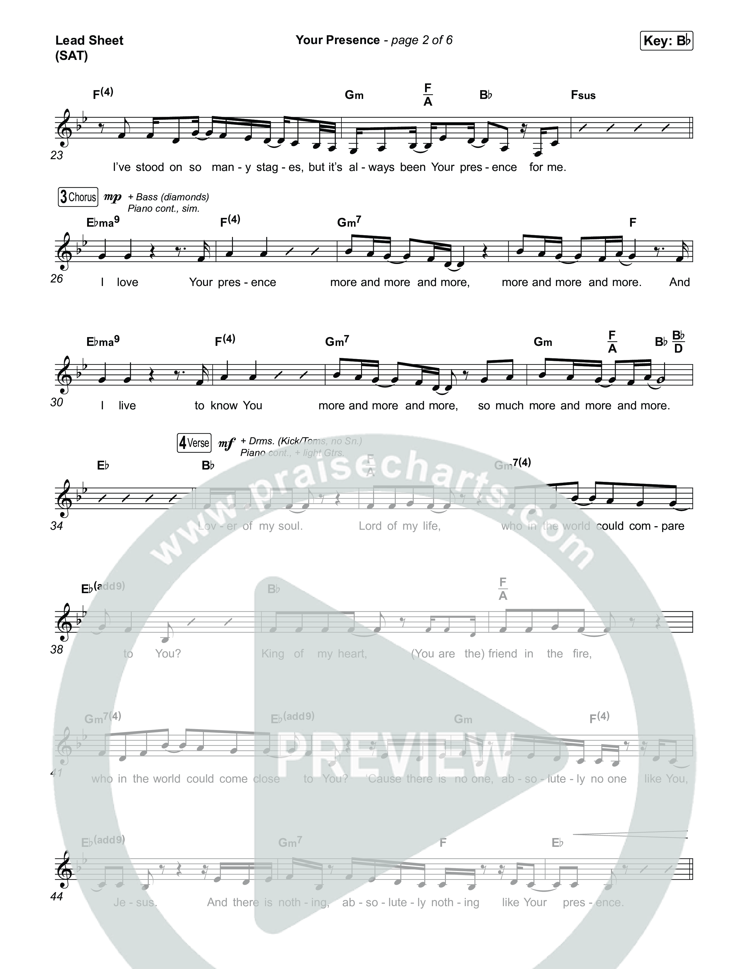 Your Presence Lead Sheet (SAT) (Tiffany Hudson)