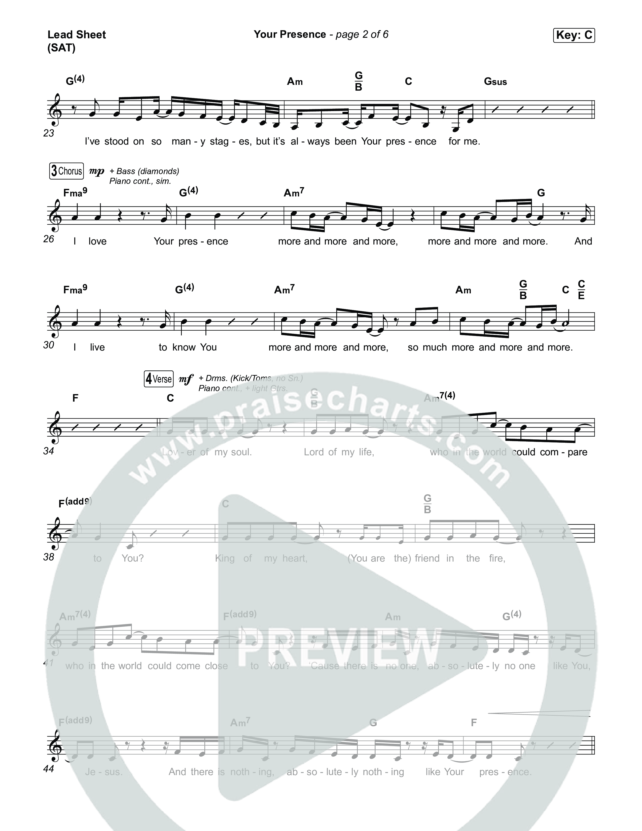 Your Presence Lead Sheet (SAT) (Tiffany Hudson)