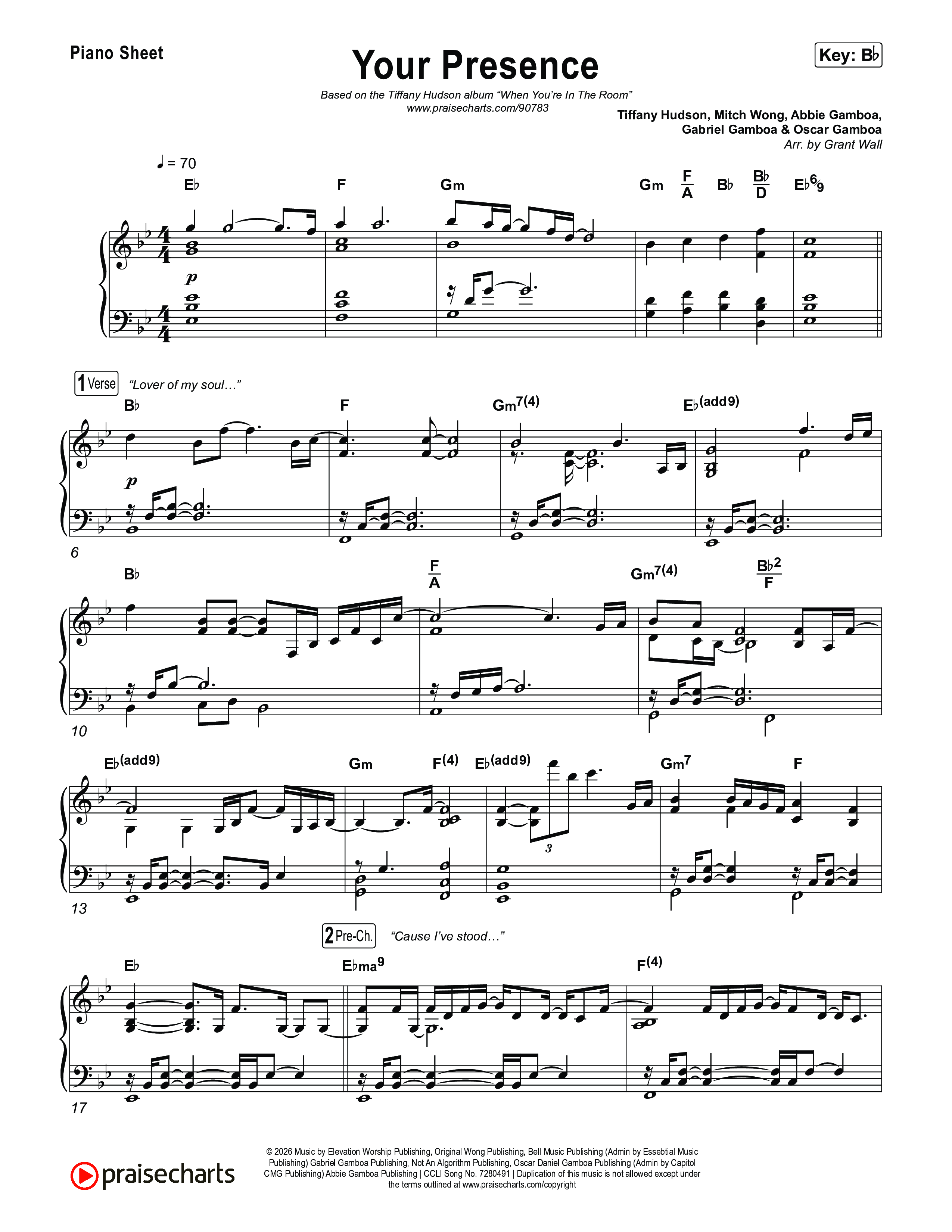 Your Presence Piano Sheet (Tiffany Hudson)
