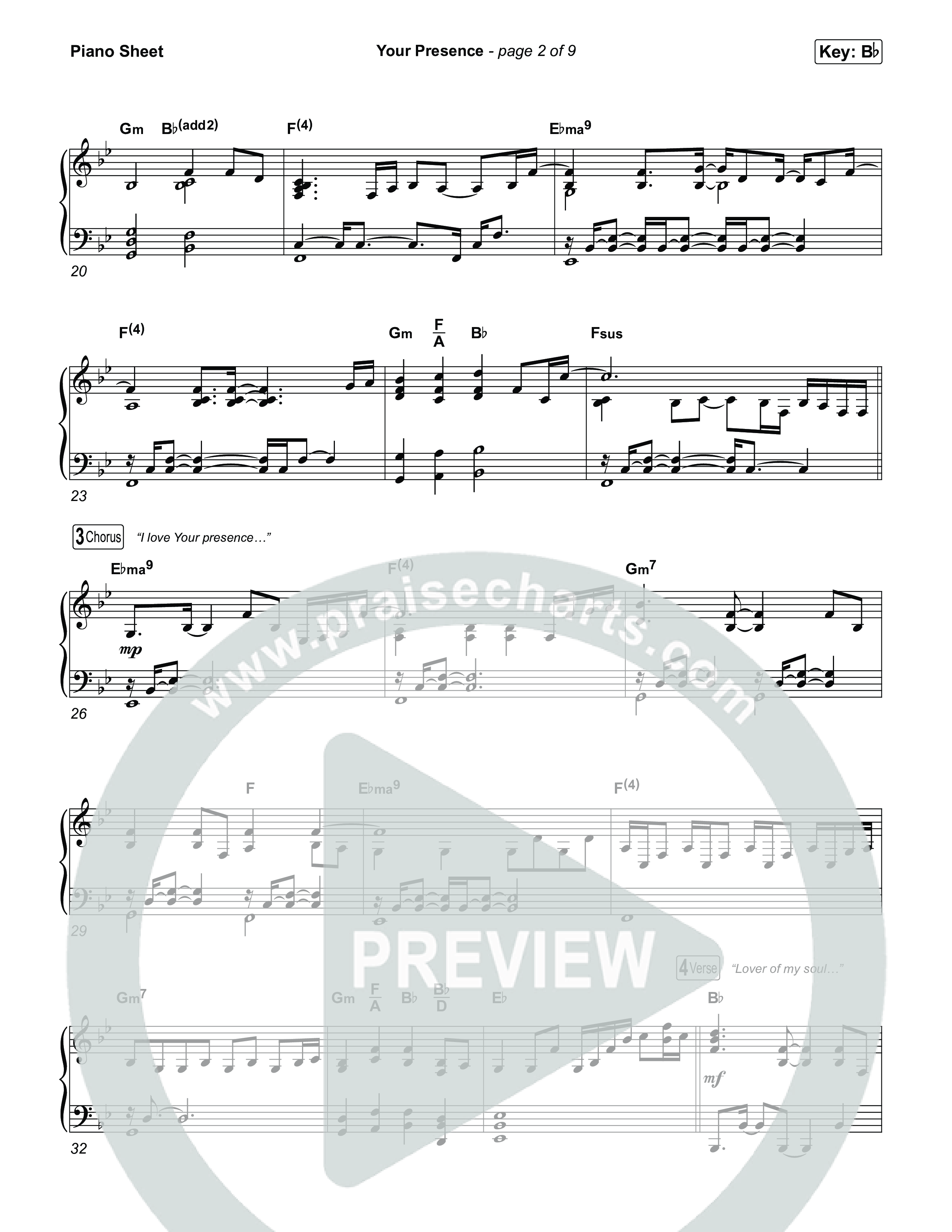 Your Presence Piano Sheet (Tiffany Hudson)