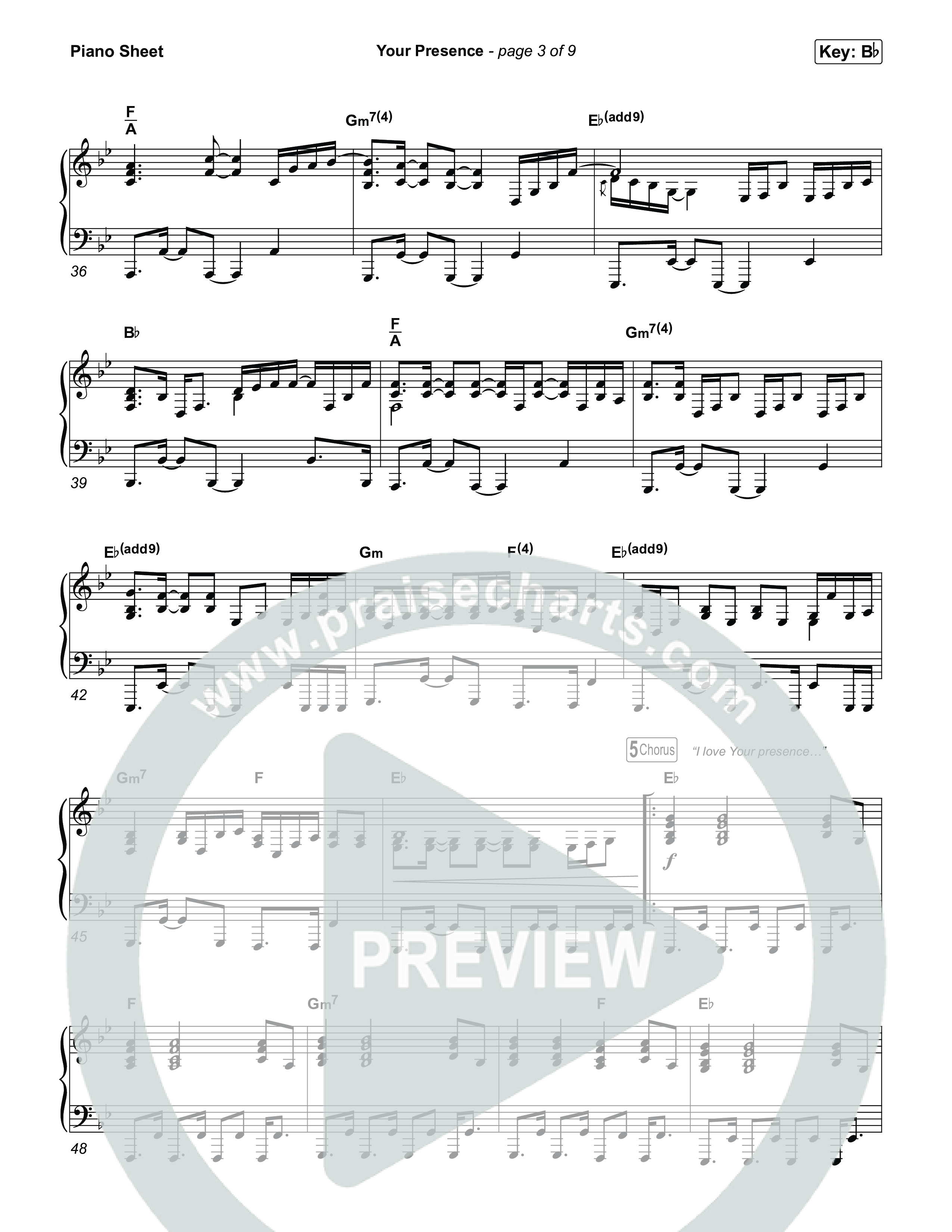 Your Presence Piano Sheet (Tiffany Hudson)