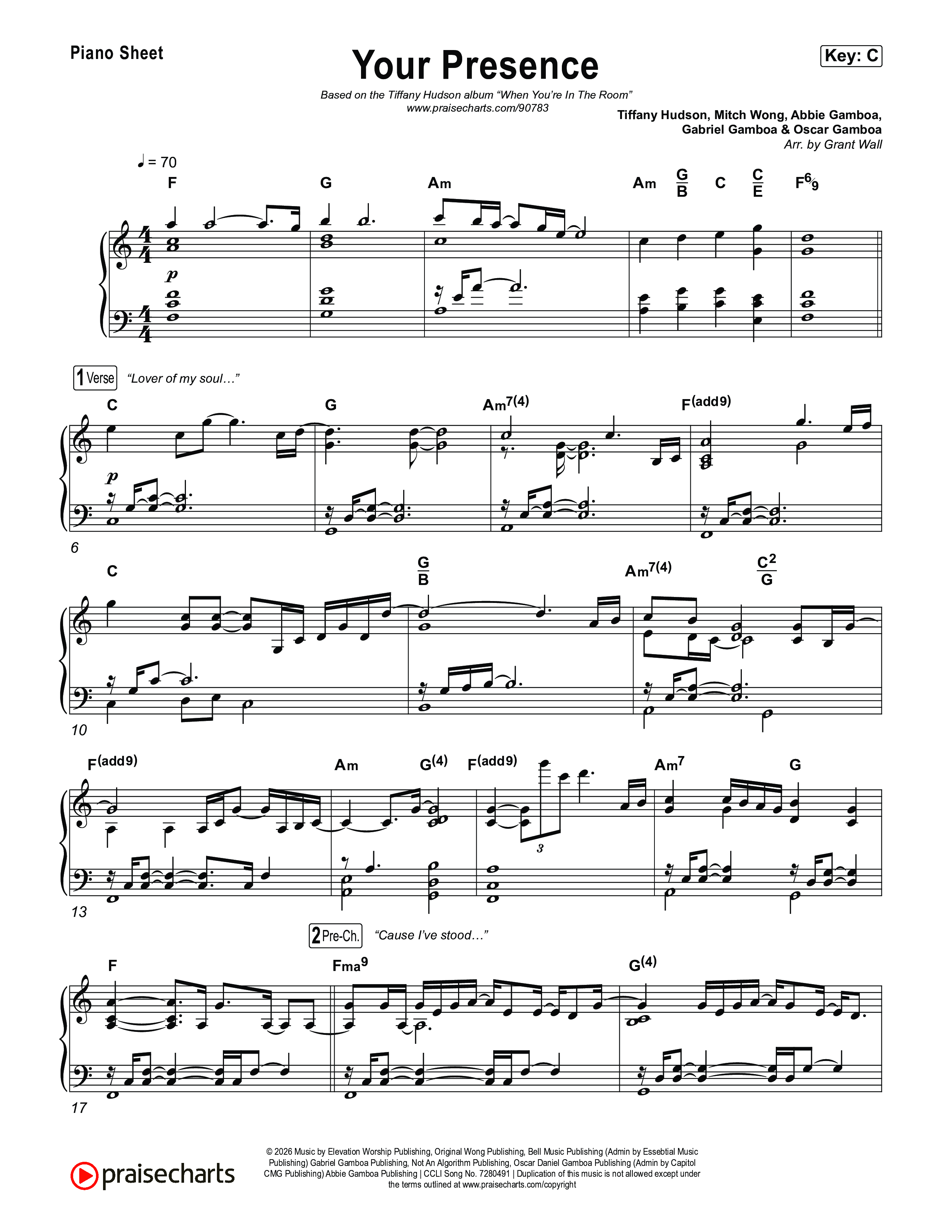 Your Presence Piano Sheet (Tiffany Hudson)