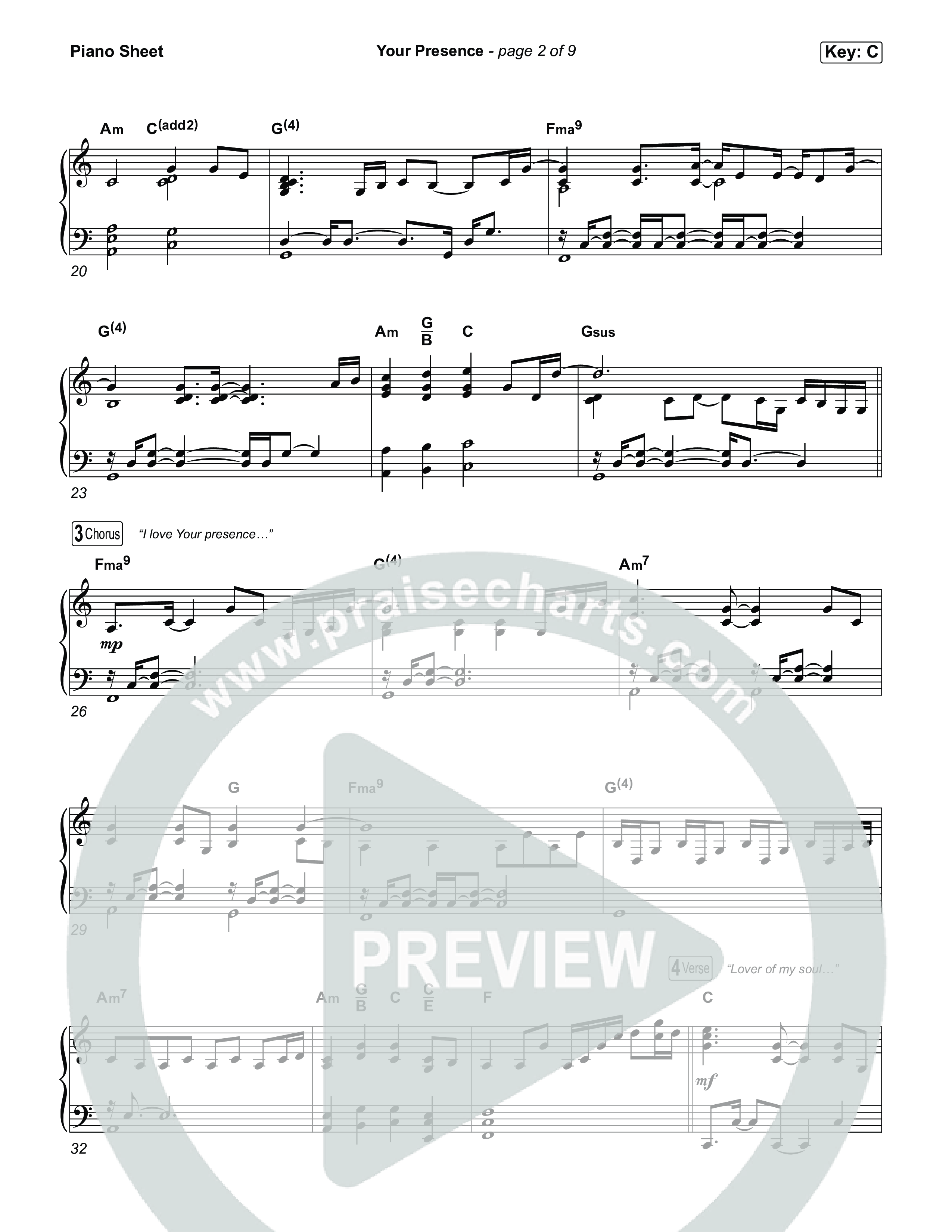 Your Presence Piano Sheet (Tiffany Hudson)