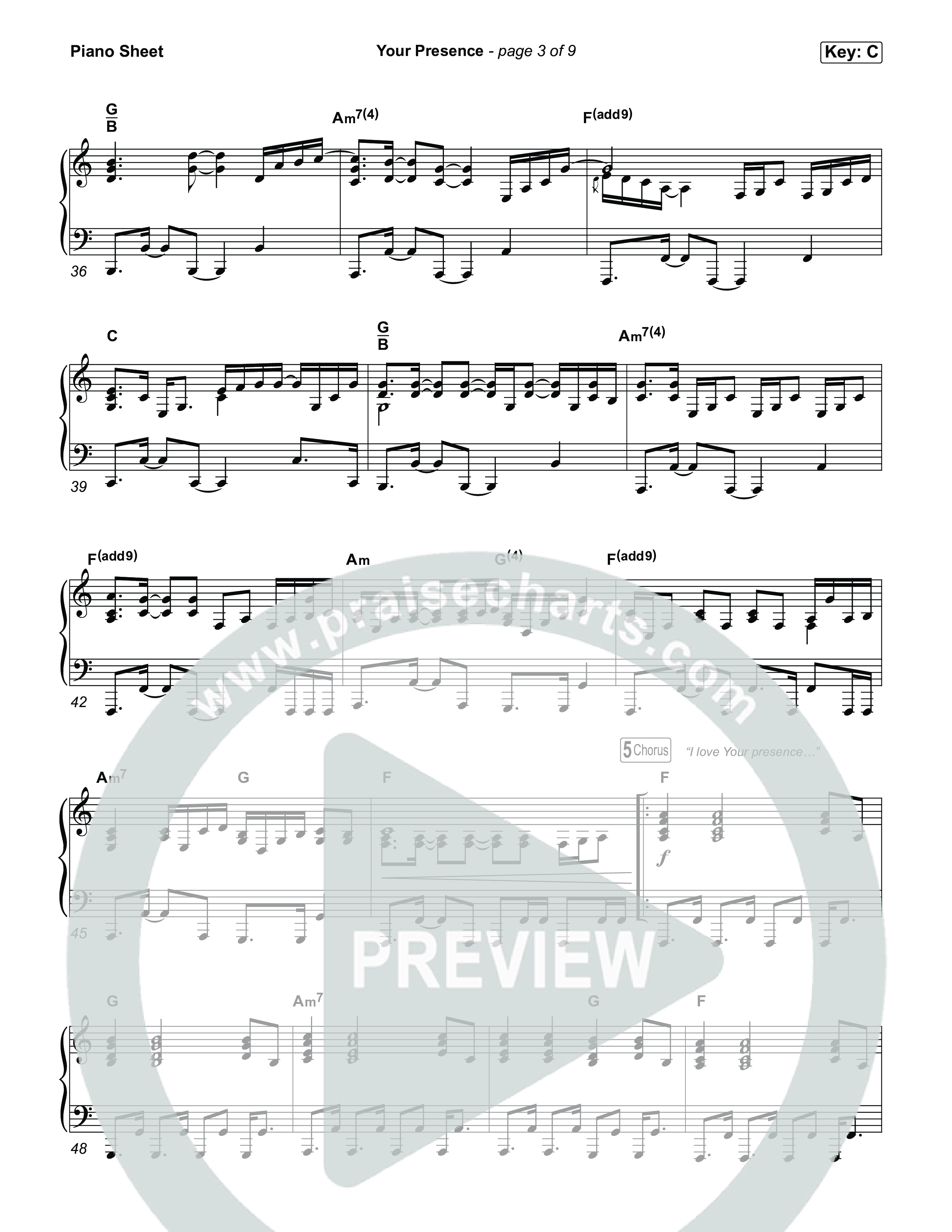 Your Presence Piano Sheet (Tiffany Hudson)