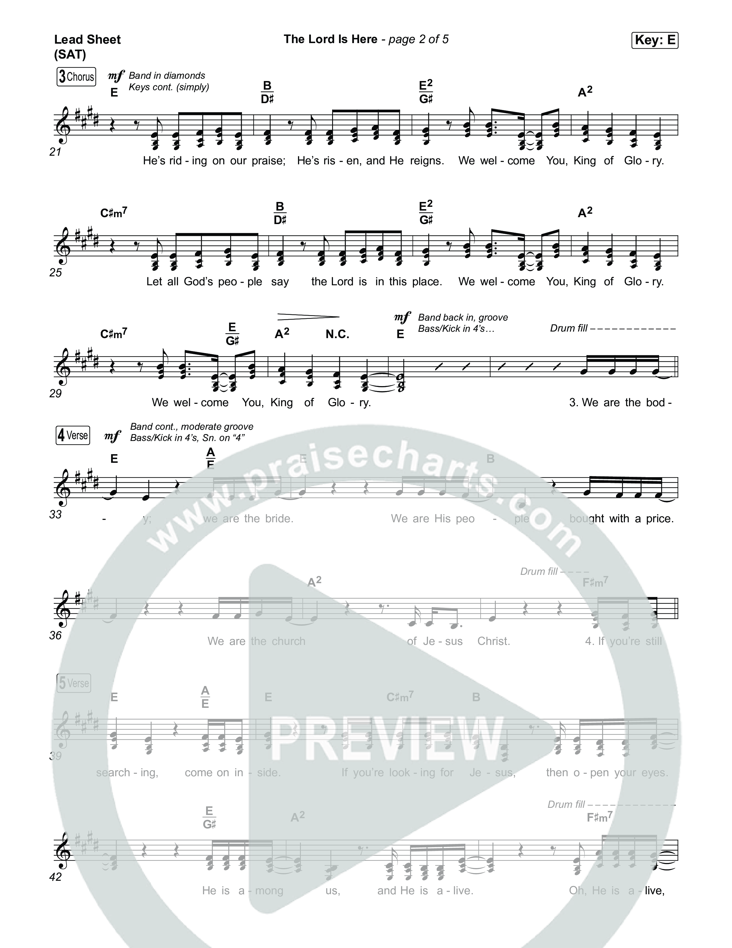 The Lord Is Here Lead Sheet (SAT) (Tiffany Hudson)