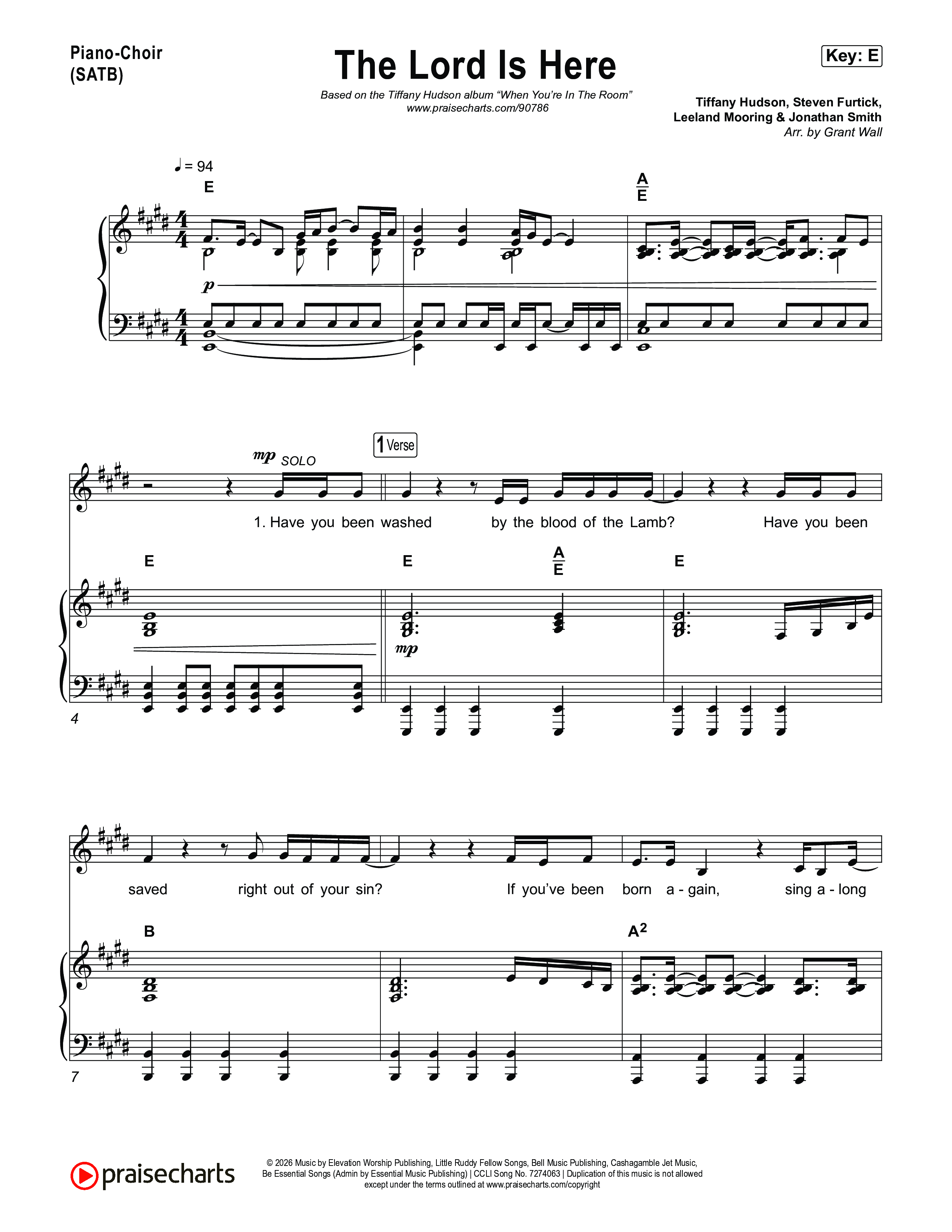 The Lord Is Here Piano/Vocal Pack (Tiffany Hudson)