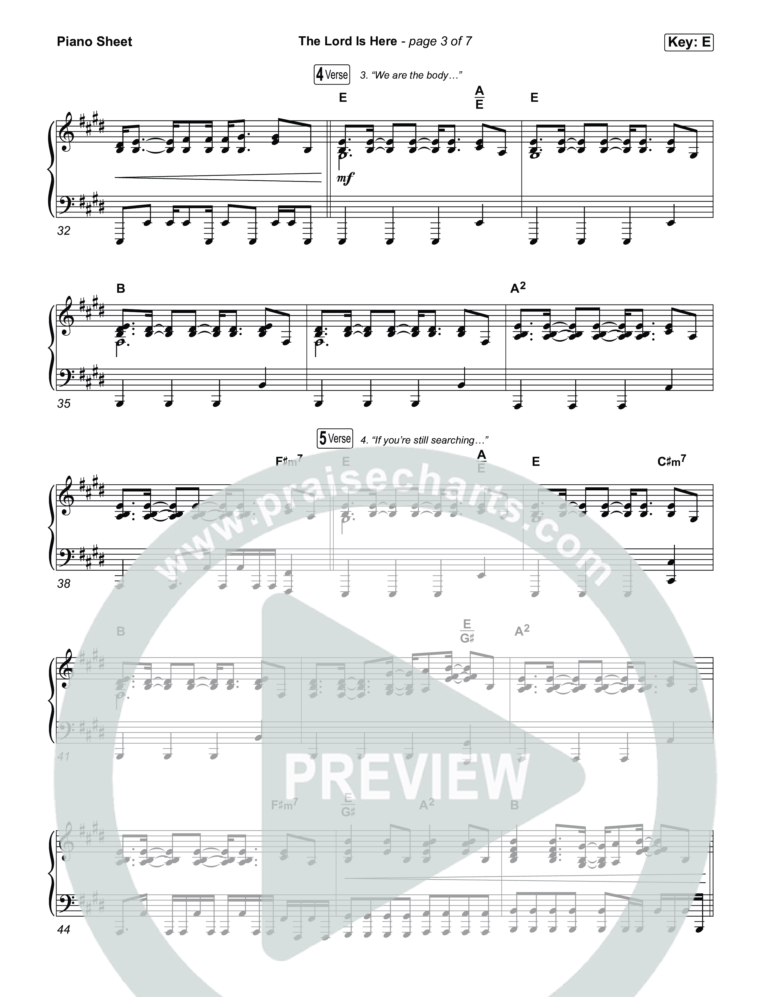 The Lord Is Here Piano Sheet (Tiffany Hudson)