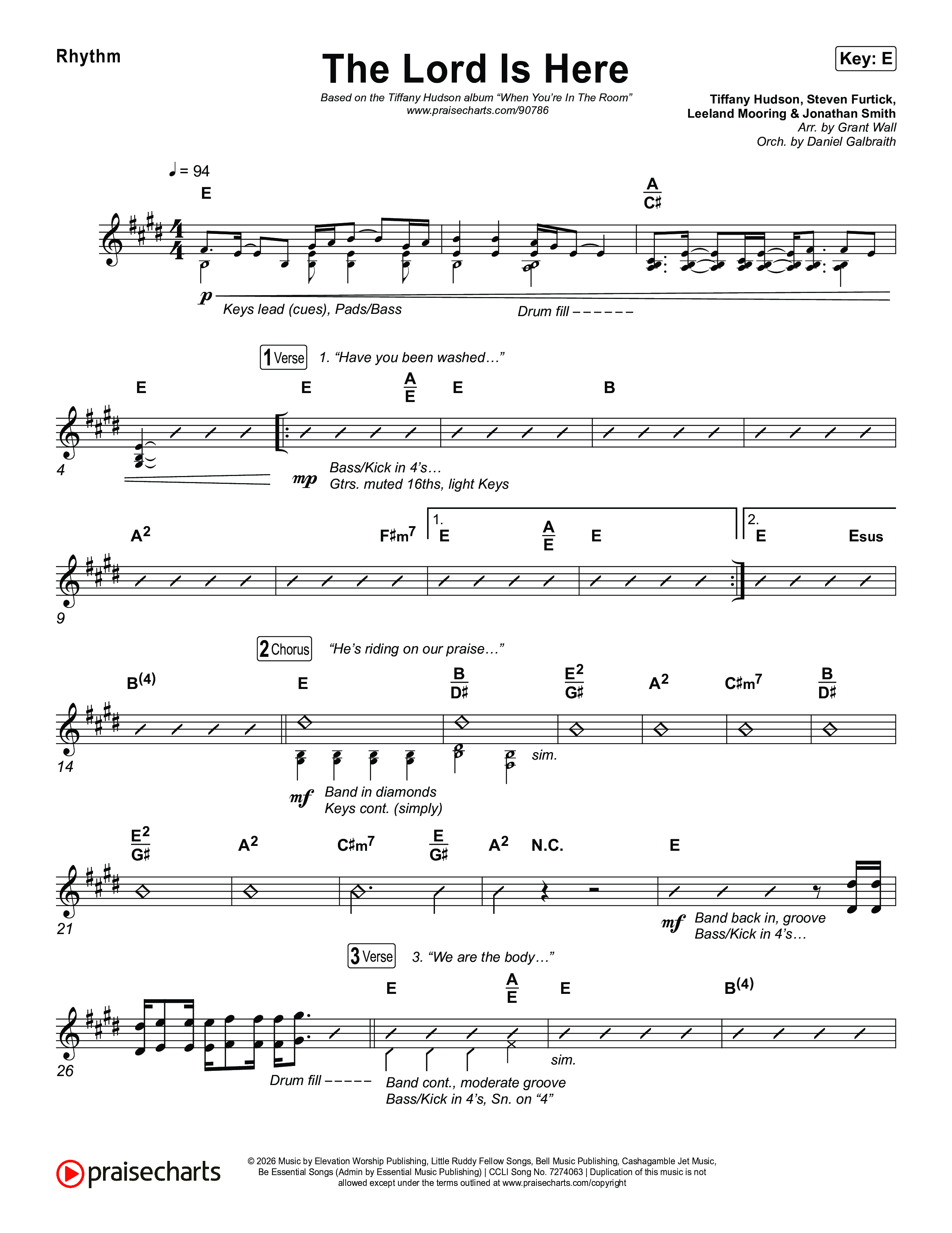 The Lord Is Here Rhythm Chart (Tiffany Hudson)