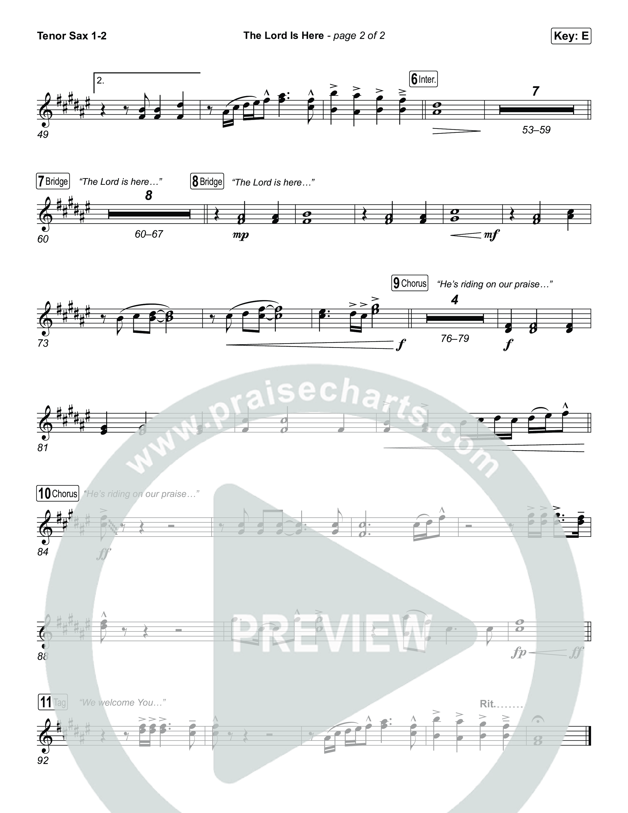 The Lord Is Here Tenor Sax 1,2 (Tiffany Hudson)