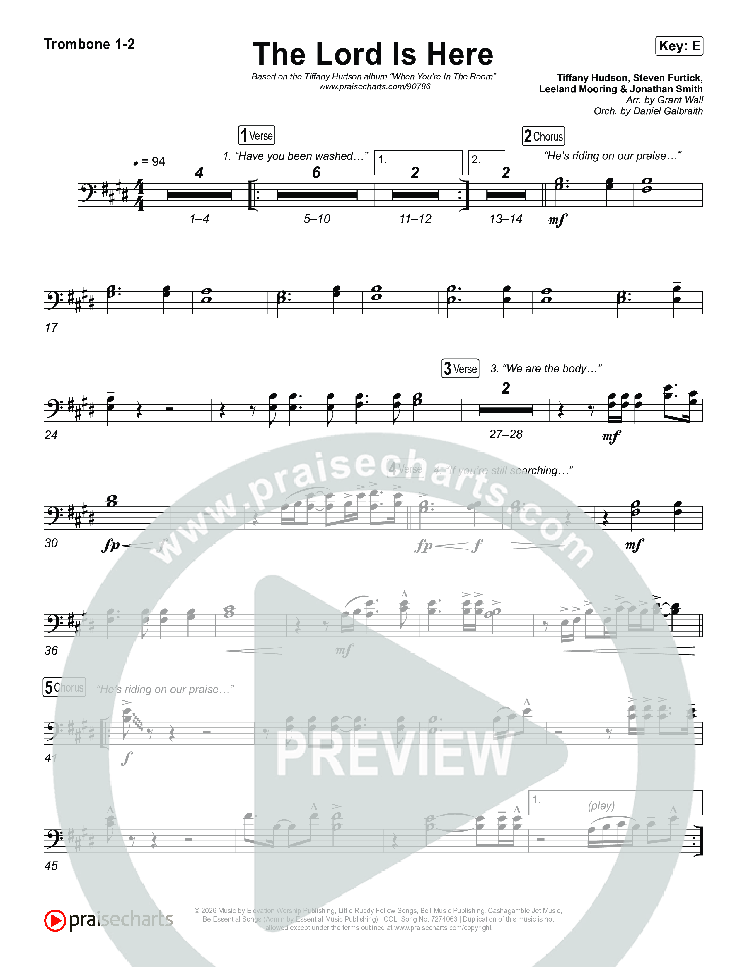 The Lord Is Here Trombone 1,2 (Tiffany Hudson)