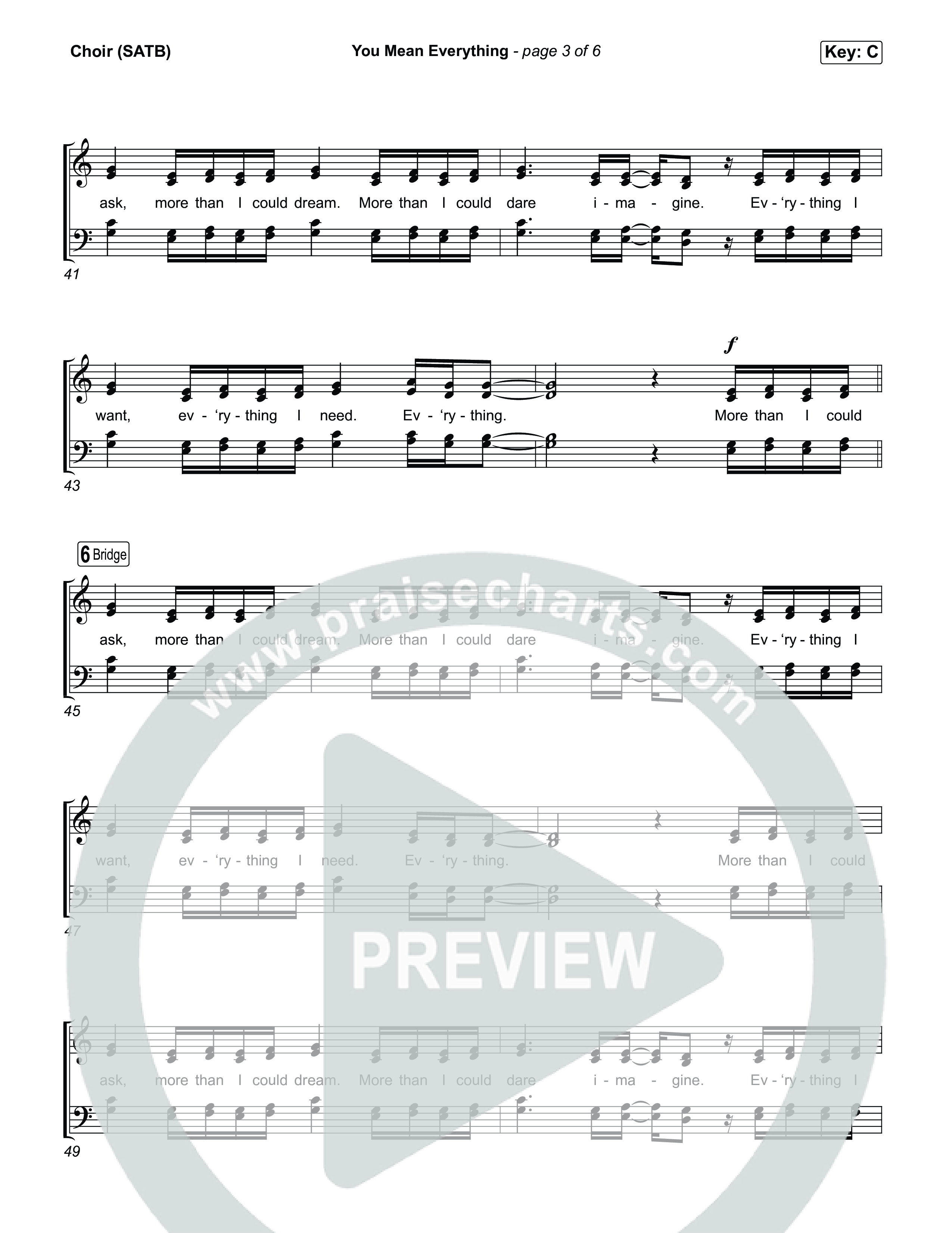 You Mean Everything Choir Sheet (SATB) (Tiffany Hudson)
