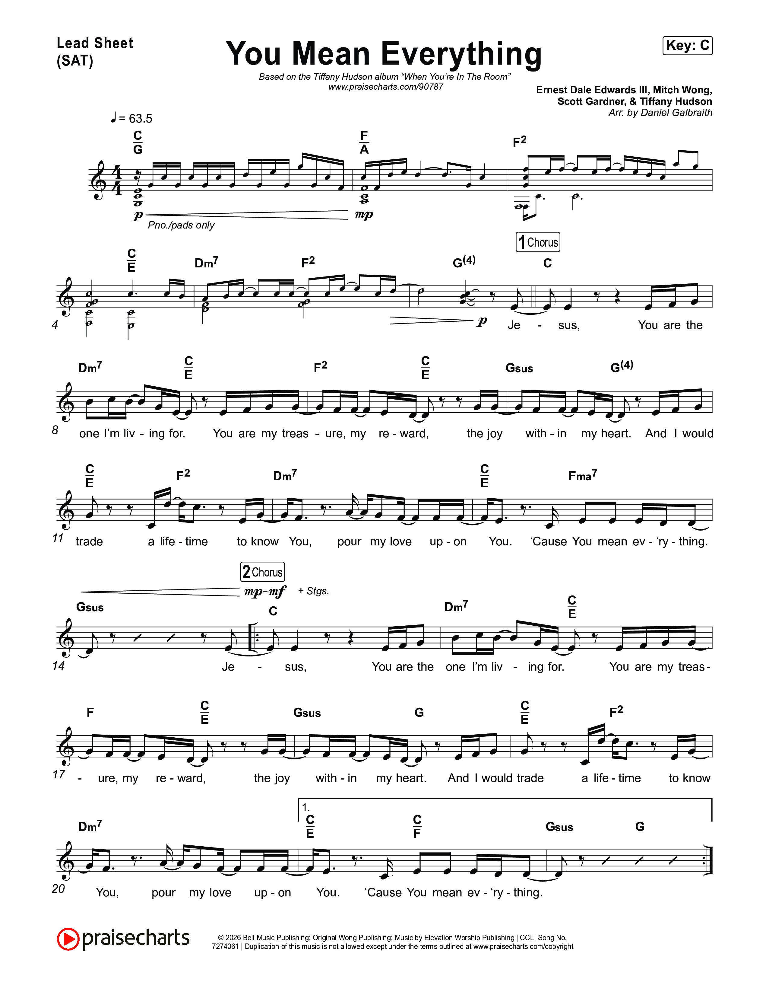 You Mean Everything Lead Sheet (SAT) (Tiffany Hudson)