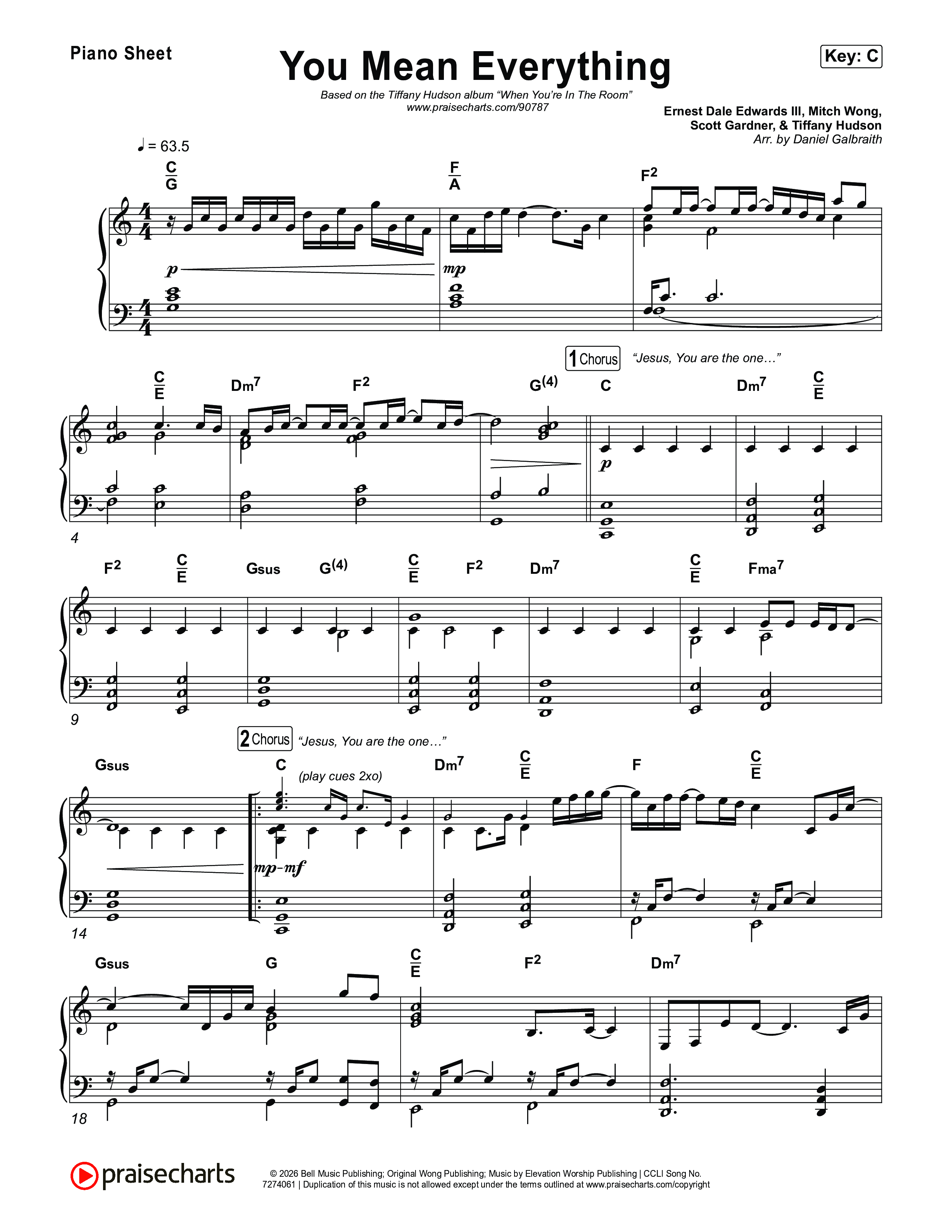 You Mean Everything Piano Sheet (Tiffany Hudson)