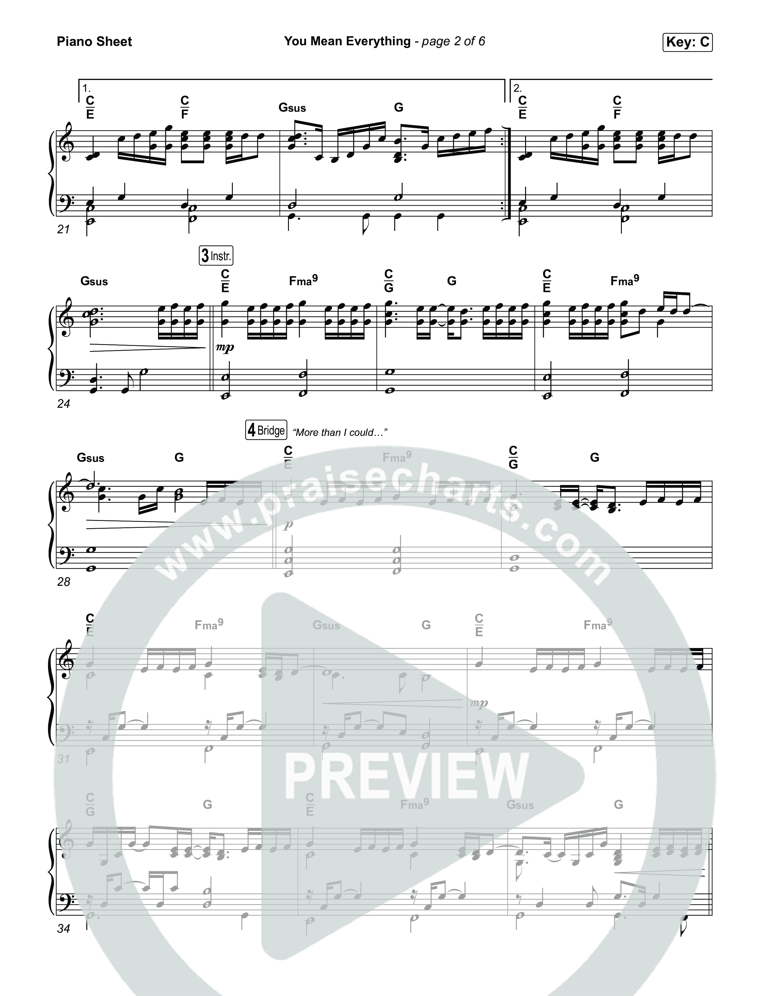 You Mean Everything Piano Sheet (Tiffany Hudson)