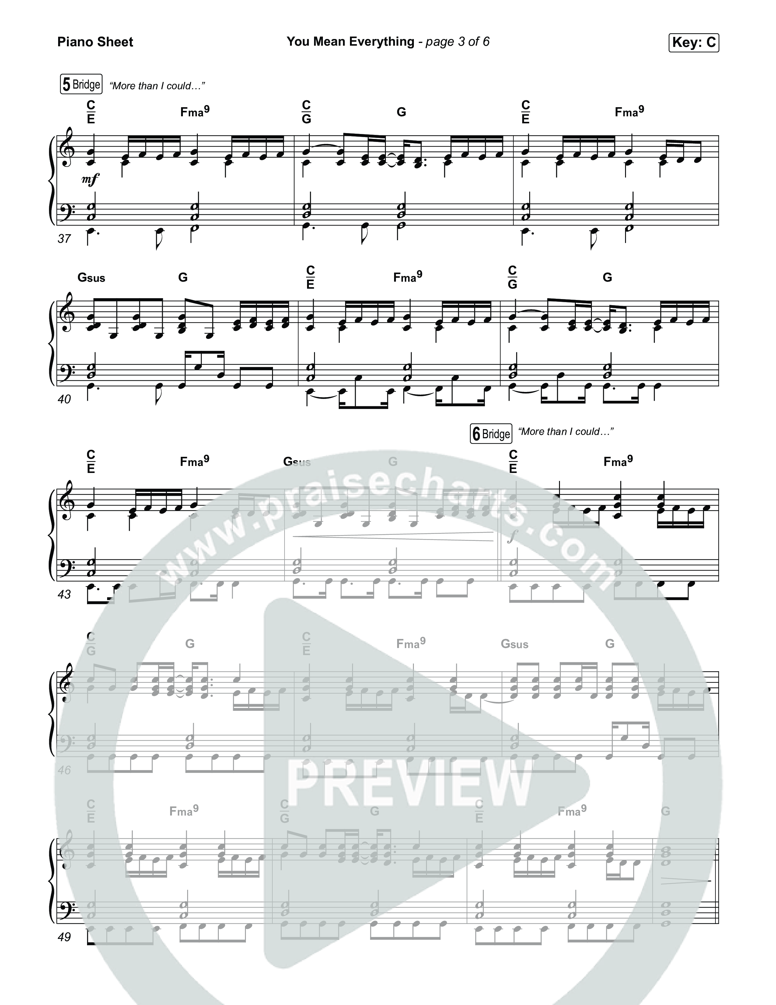 You Mean Everything Piano Sheet (Tiffany Hudson)