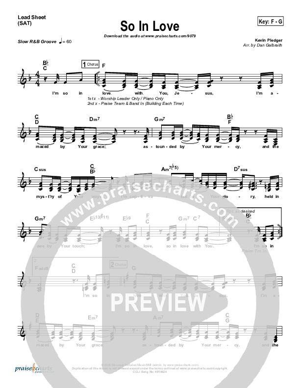 So In Love Lead Sheet (Kevin Pledger)