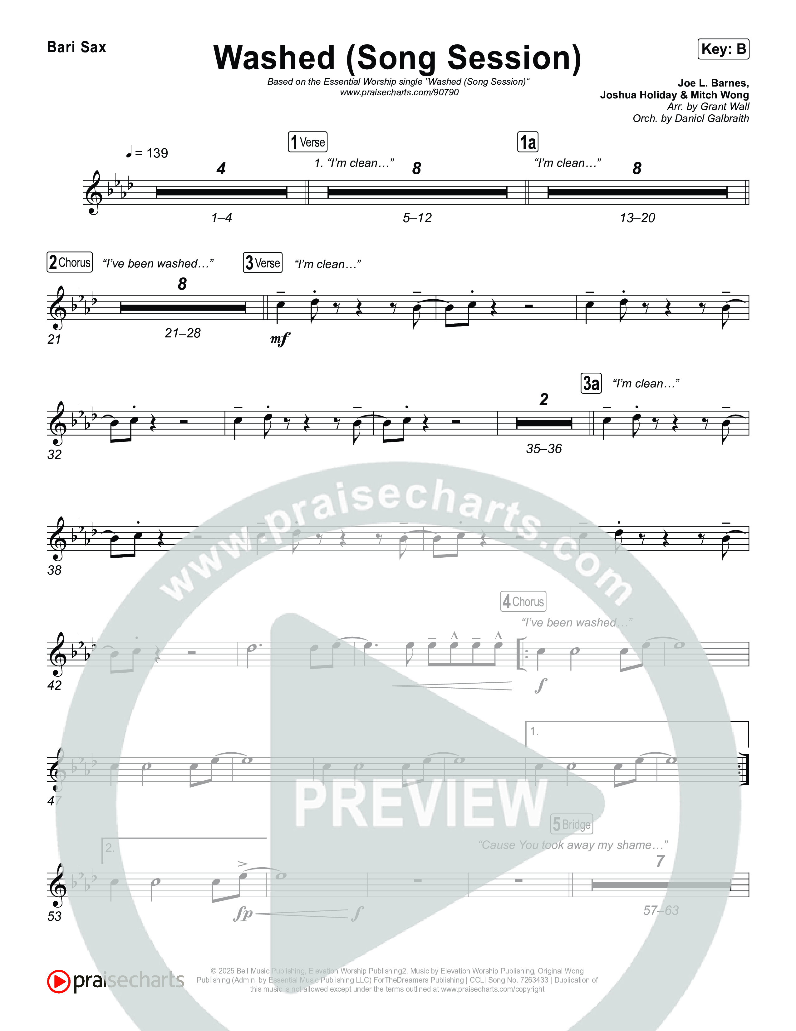 Washed (Song Session) Bari Sax (Essential Worship / Mitch Wong)