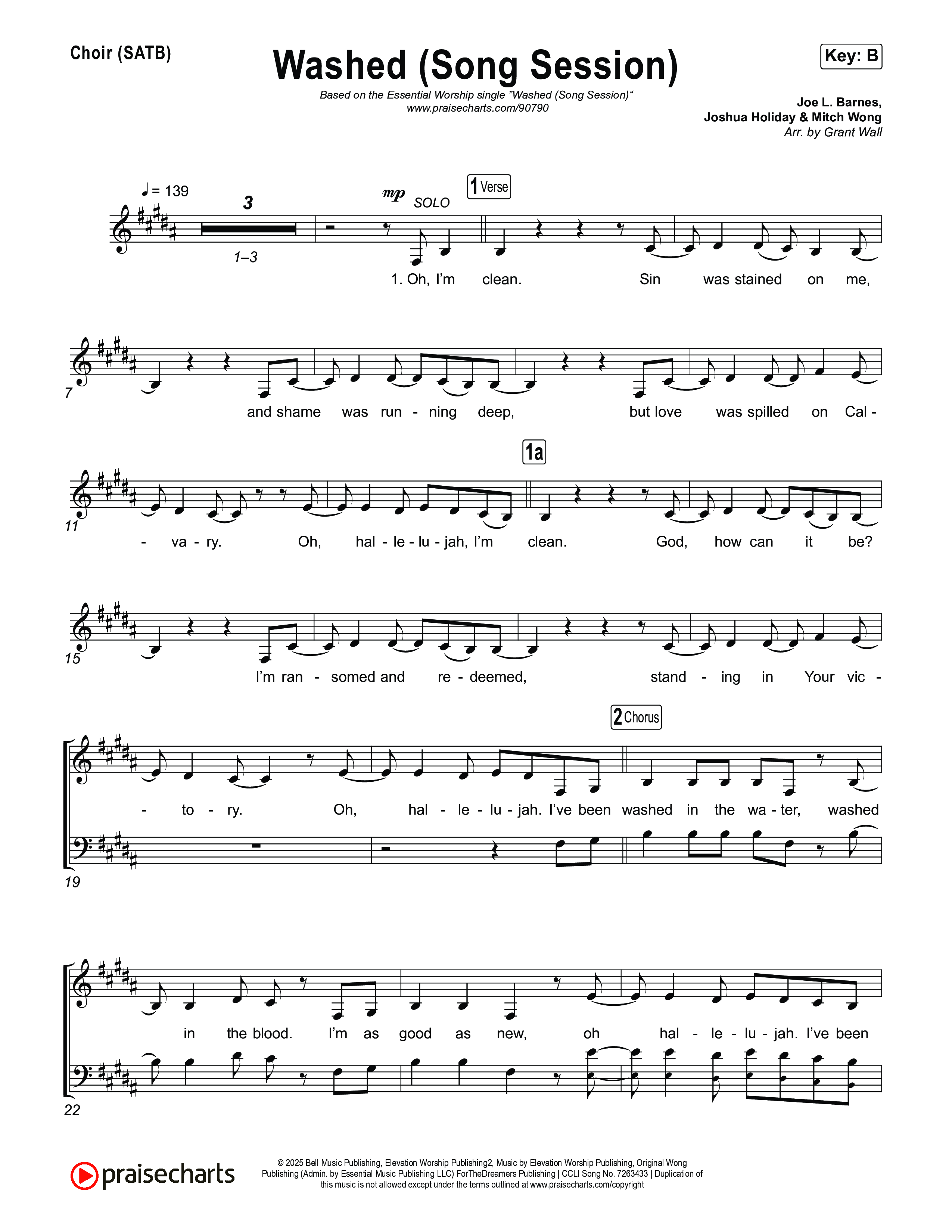 Washed (Song Session) Choir Sheet (SATB) (Essential Worship / Mitch Wong)