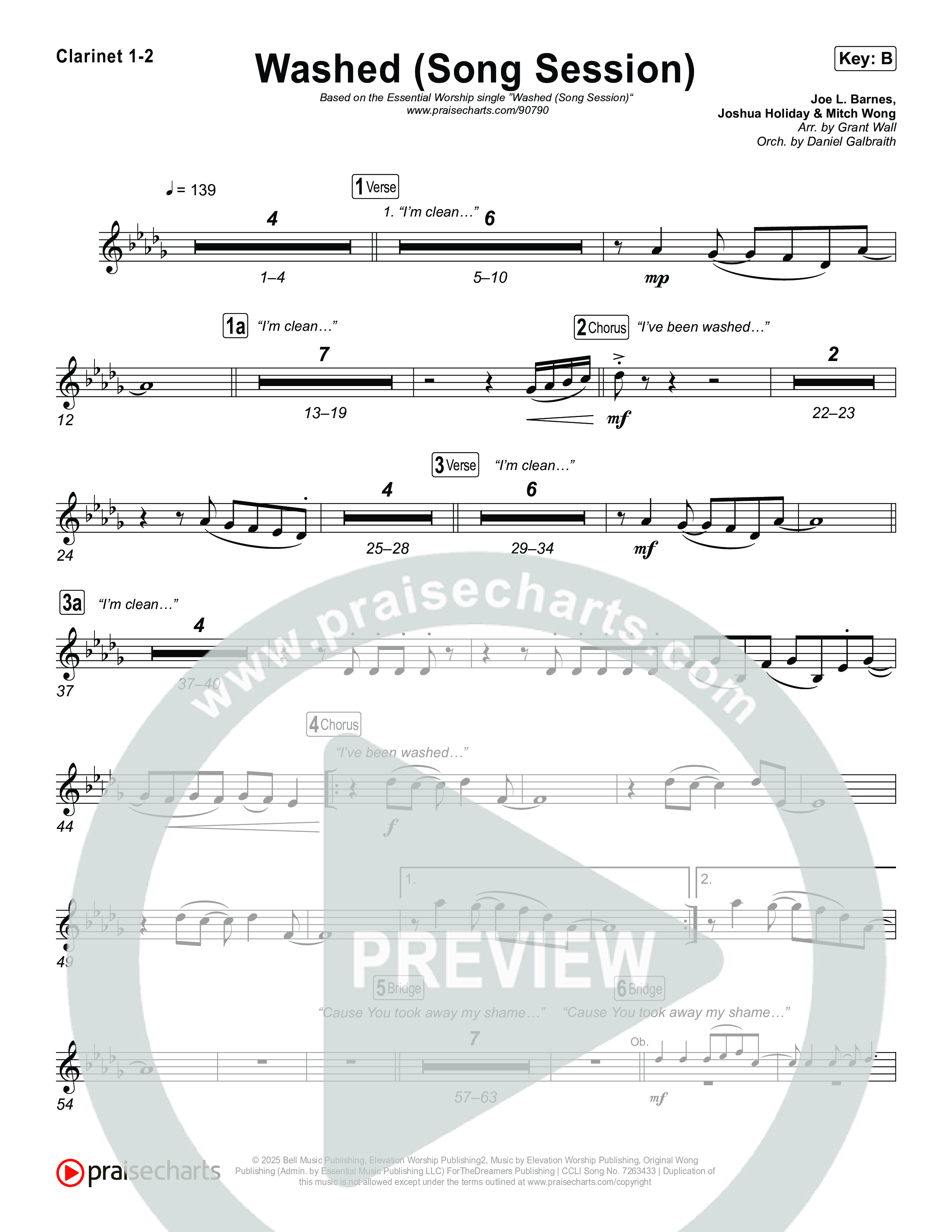 Washed (Song Session) Clarinet 1,2 (Essential Worship / Mitch Wong)