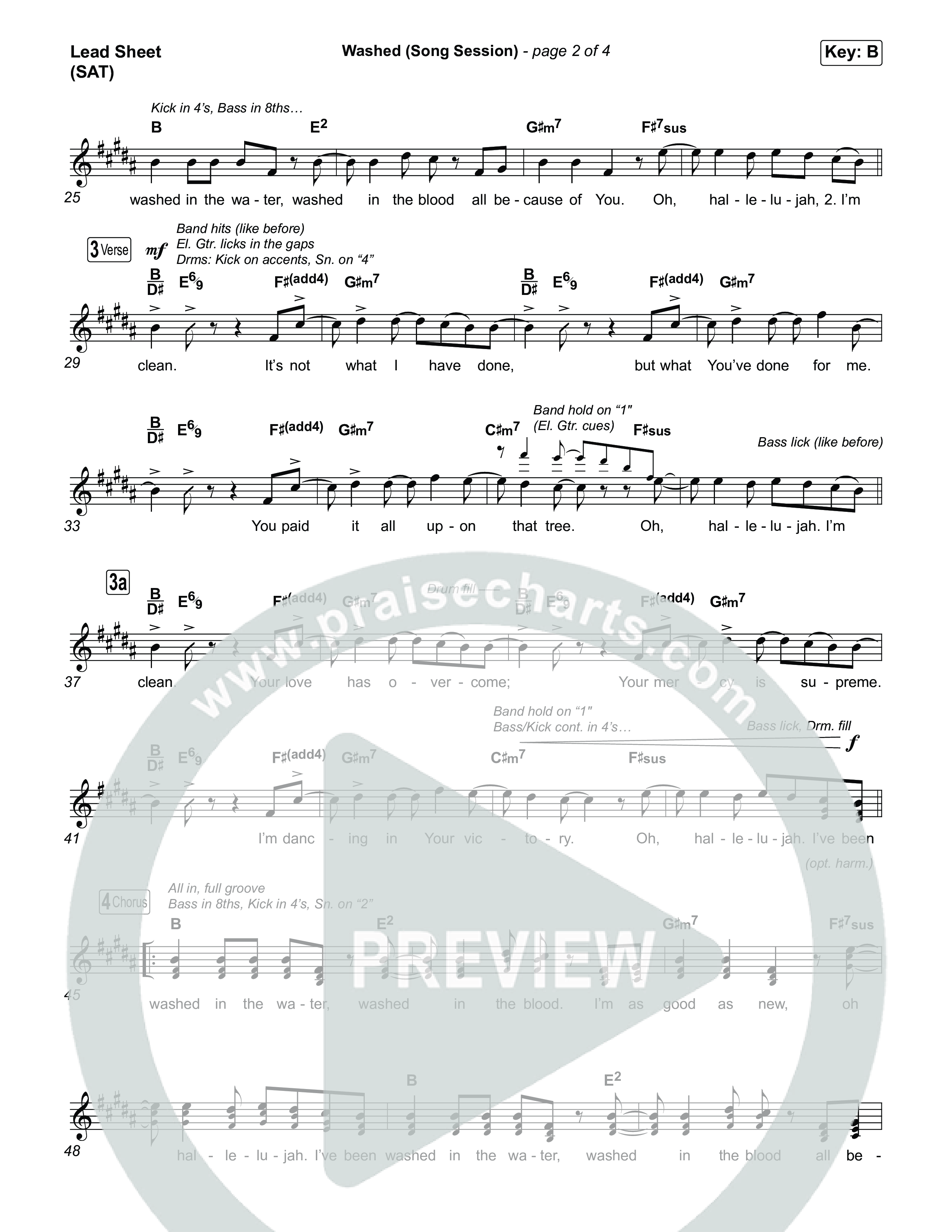 Washed (Song Session) Lead Sheet (SAT) (Essential Worship / Mitch Wong)