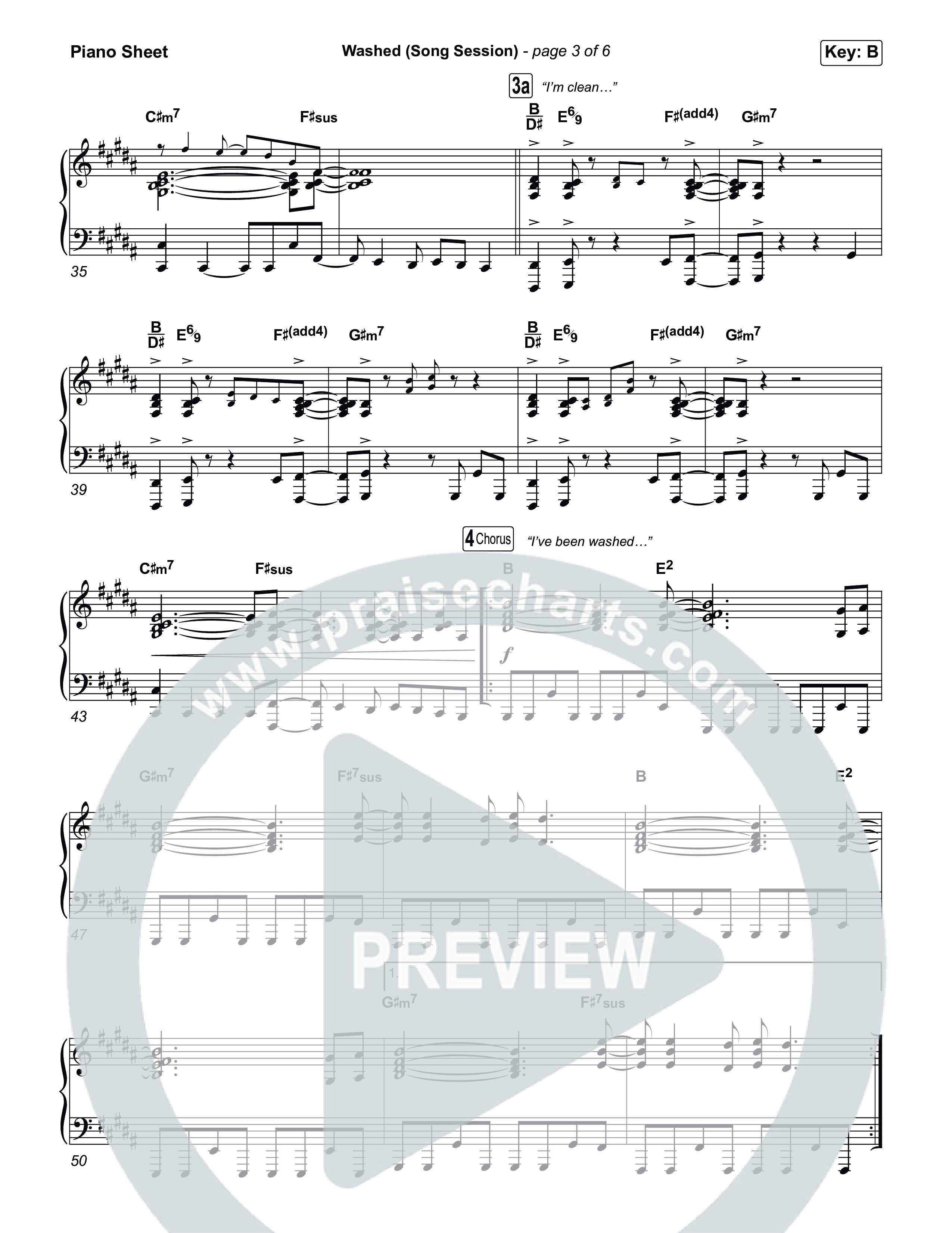Washed (Song Session) Piano Sheet (Essential Worship / Mitch Wong)