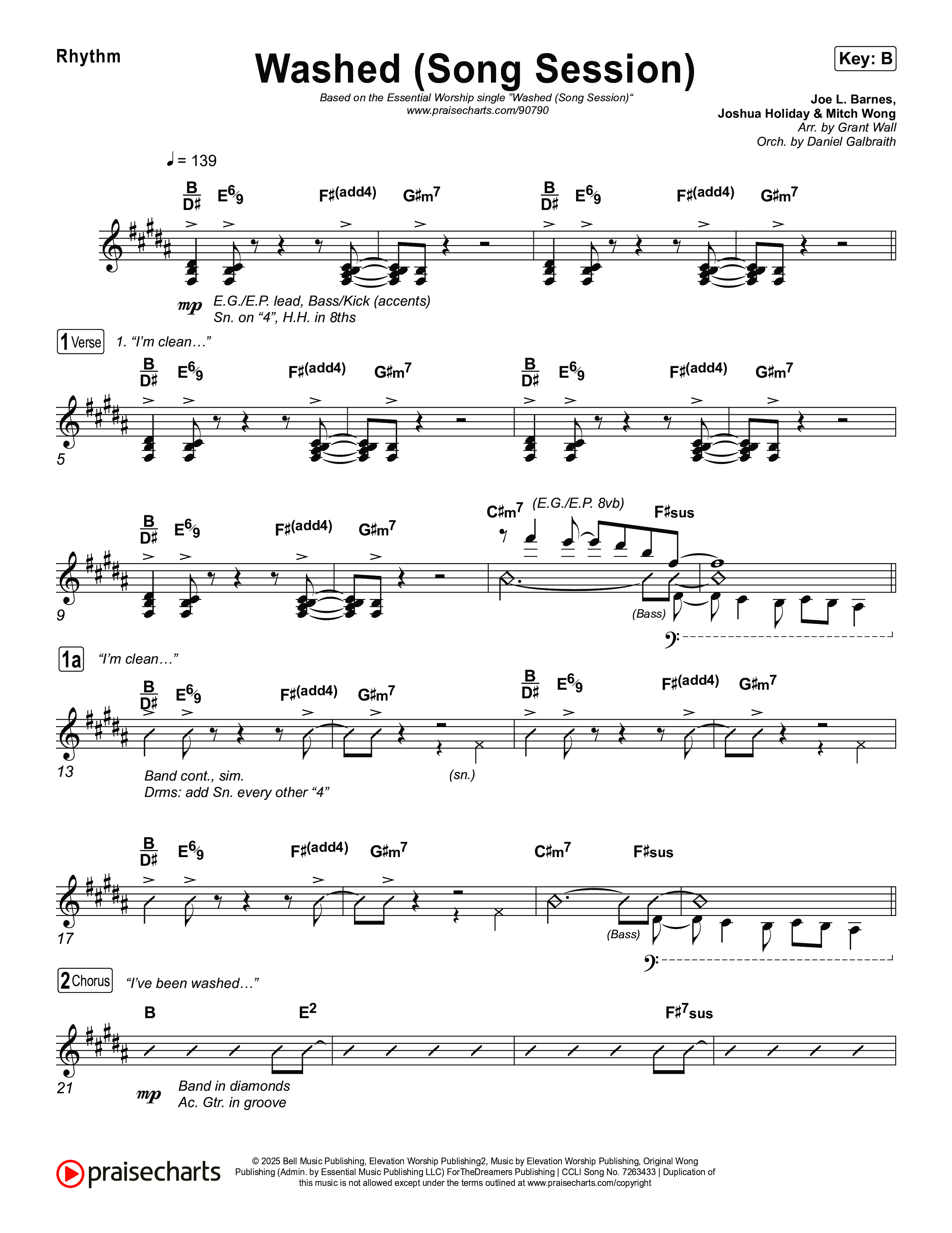 Washed (Song Session) Rhythm Chart (Essential Worship / Mitch Wong)