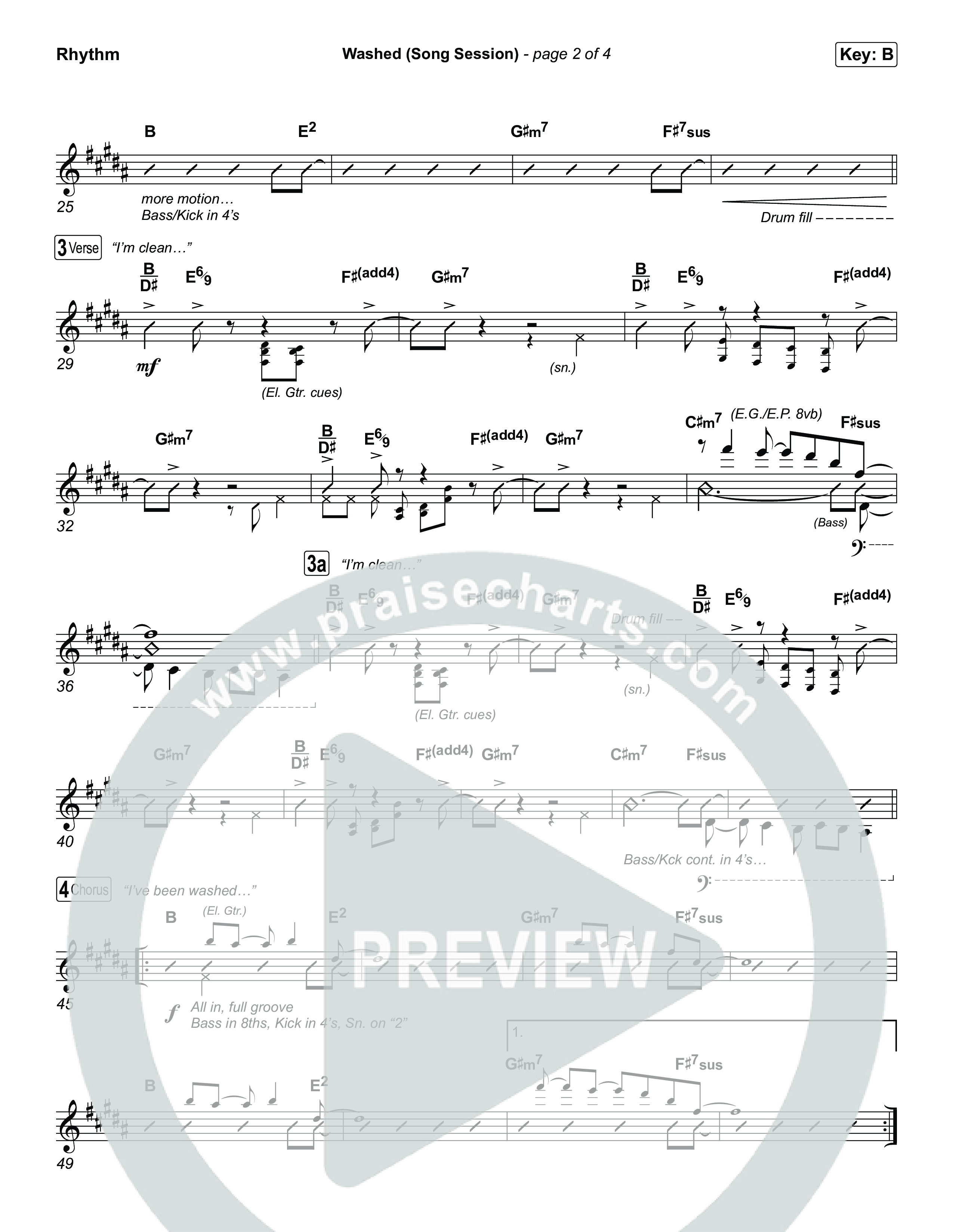 Washed (Song Session) Rhythm Chart (Essential Worship / Mitch Wong)