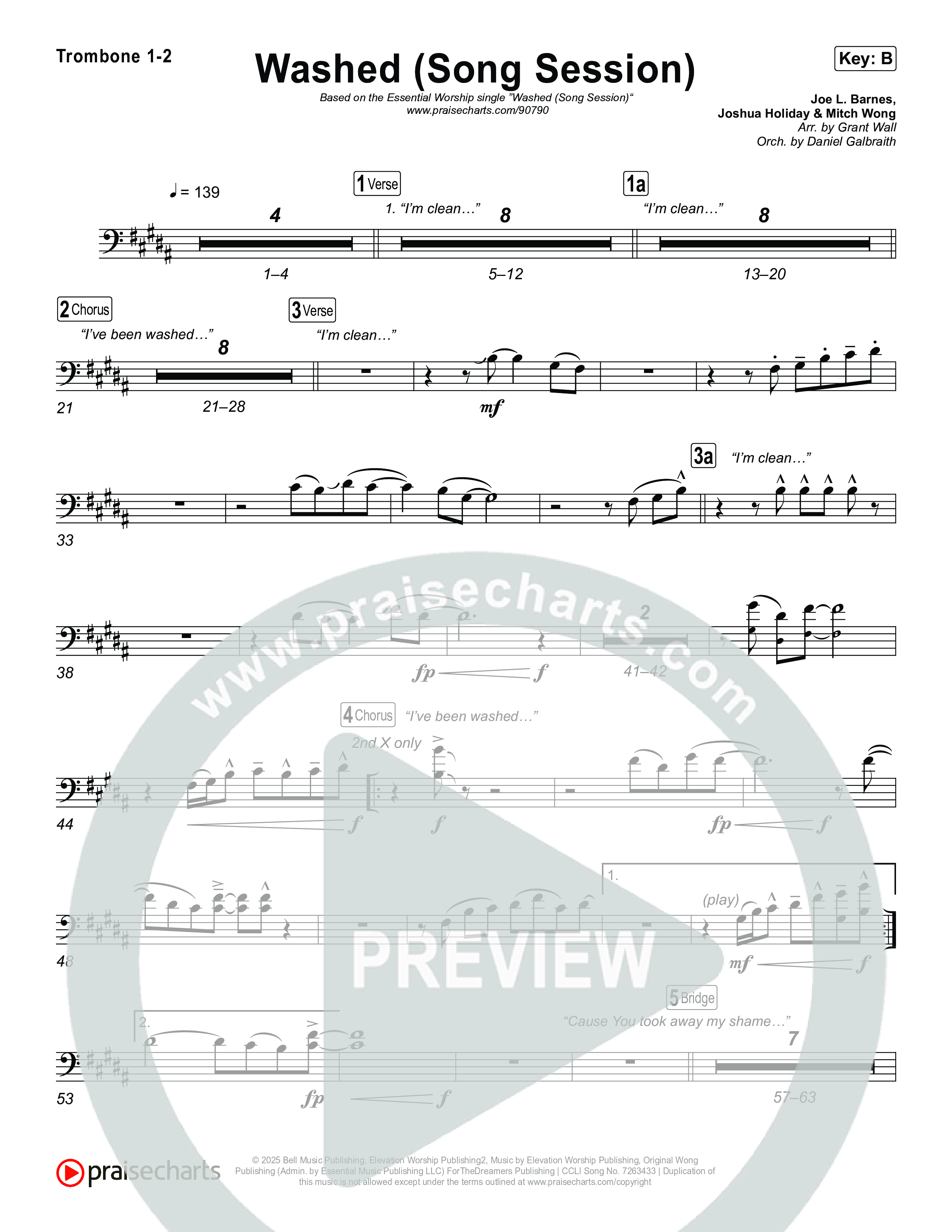 Washed (Song Session) Trombone 1,2 (Essential Worship / Mitch Wong)