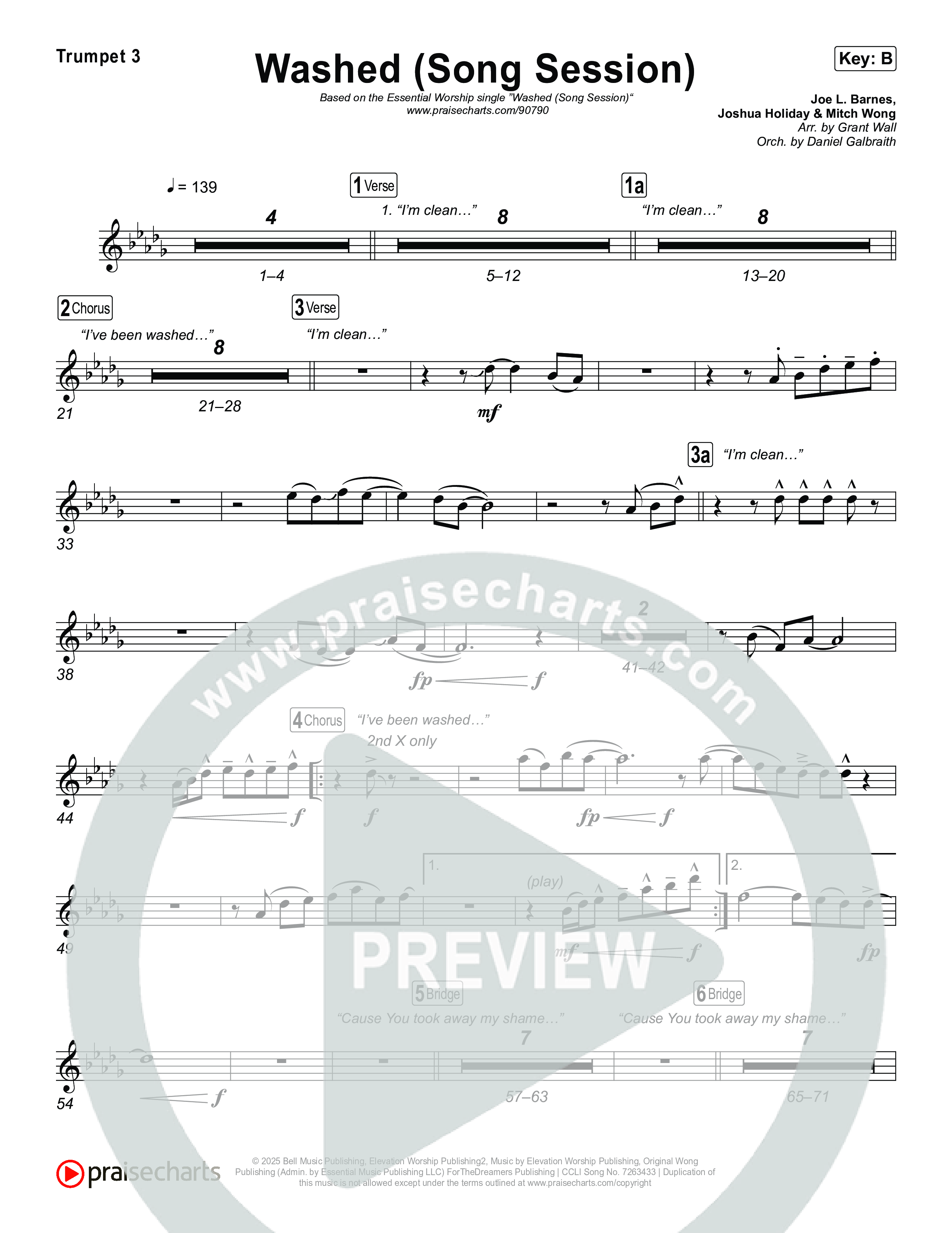 Washed (Song Session) Trumpet 1,2 (Essential Worship / Mitch Wong)