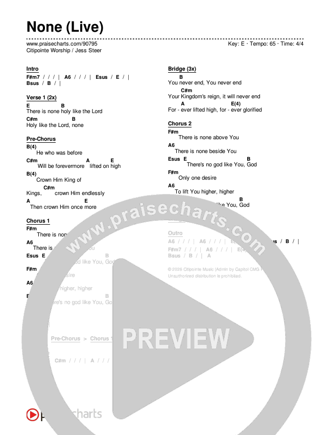 None (Live) Chords & Lyrics (Citipointe Worship / Jess Steer)