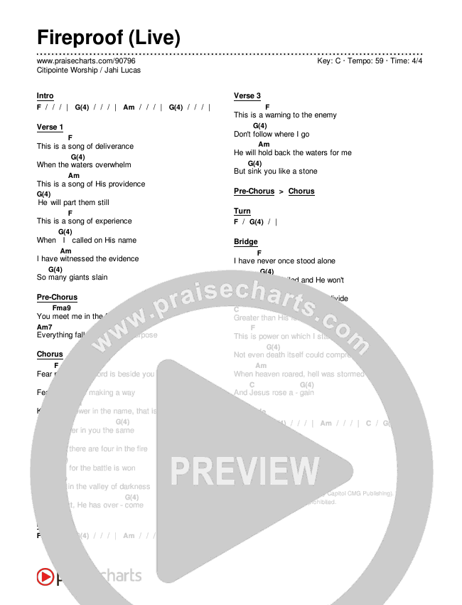 Fireproof (Live) Chords & Lyrics (Citipointe Worship / Jahi Lucas)
