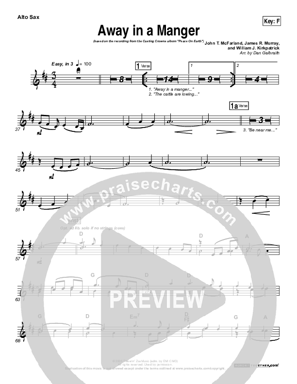 Away In A Manger Alto Sax (Casting Crowns)