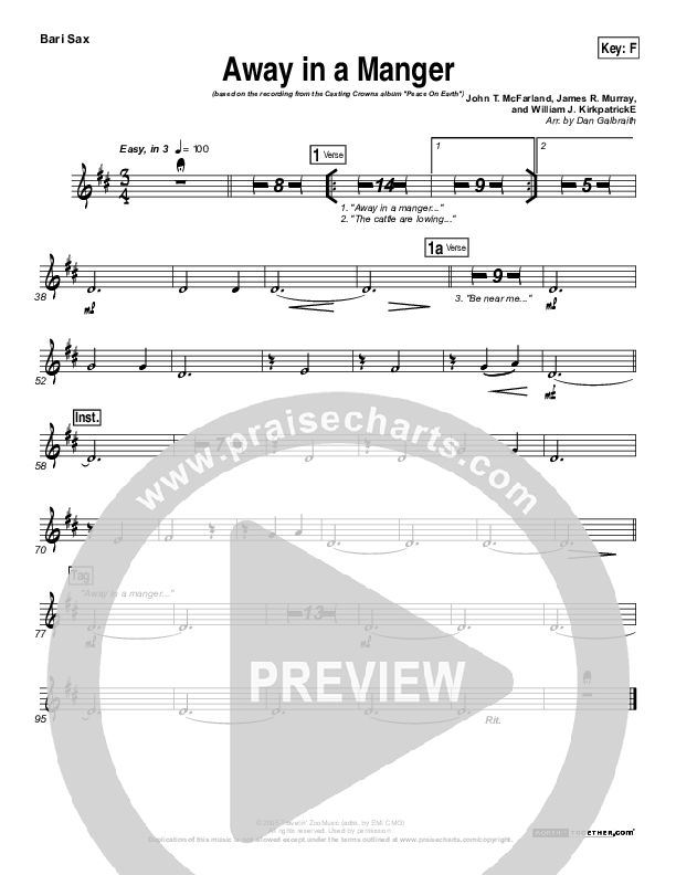 Away In A Manger Bari Sax (Casting Crowns)