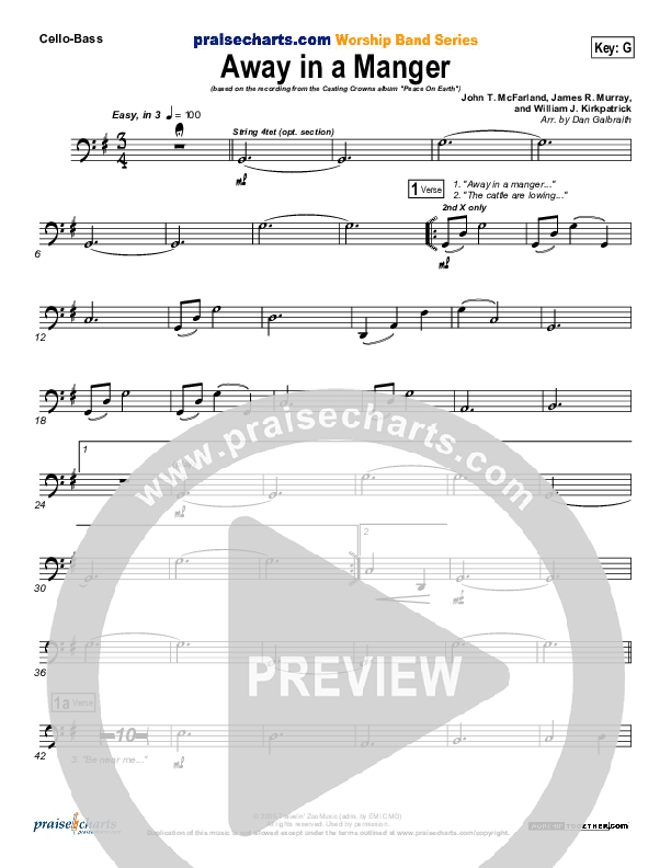 Away In A Manger Cello/Bass (Casting Crowns)