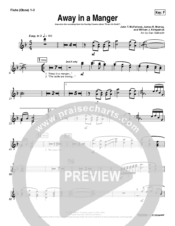 Away In A Manger Flute/Oboe 1/2/3 (Casting Crowns)