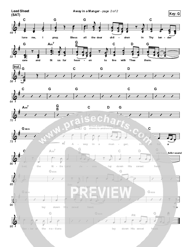 Away In A Manger Lead Sheet (Casting Crowns)