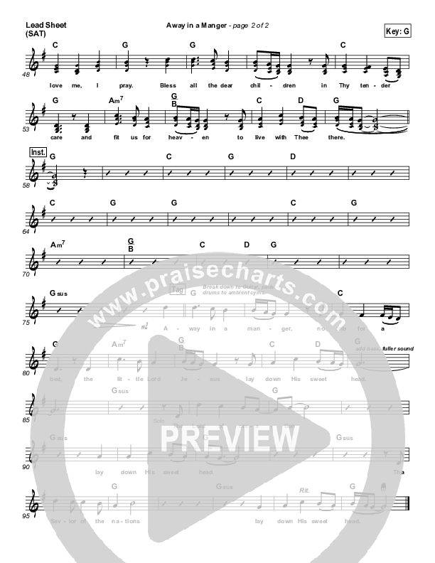 Away In A Manger Lead Sheet (SAT) (Casting Crowns)