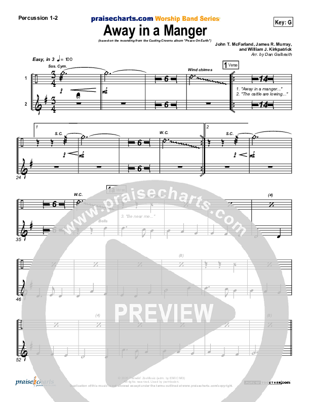 Away In A Manger Percussion 1/2 (Casting Crowns)