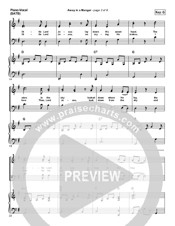 Away In A Manger Piano/Vocal (SATB) (Casting Crowns)