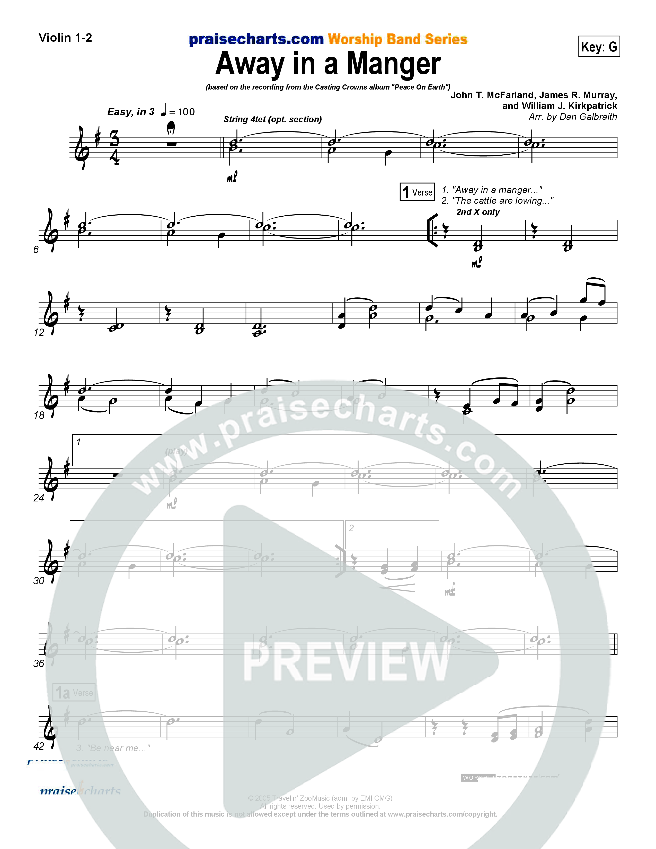 Away In A Manger Violin 1/2 (Casting Crowns)