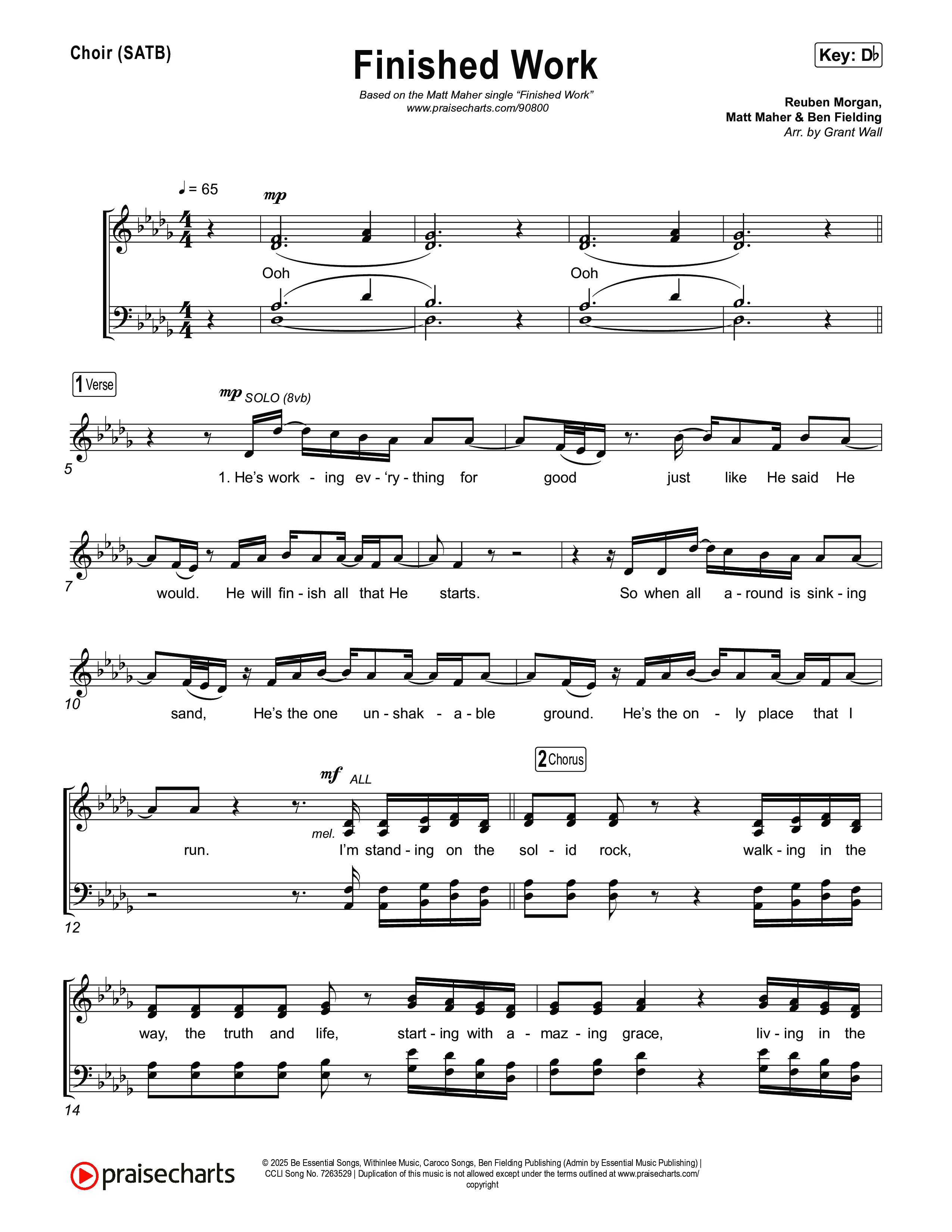 Finished Work Choir Sheet (SATB) (Matt Maher)