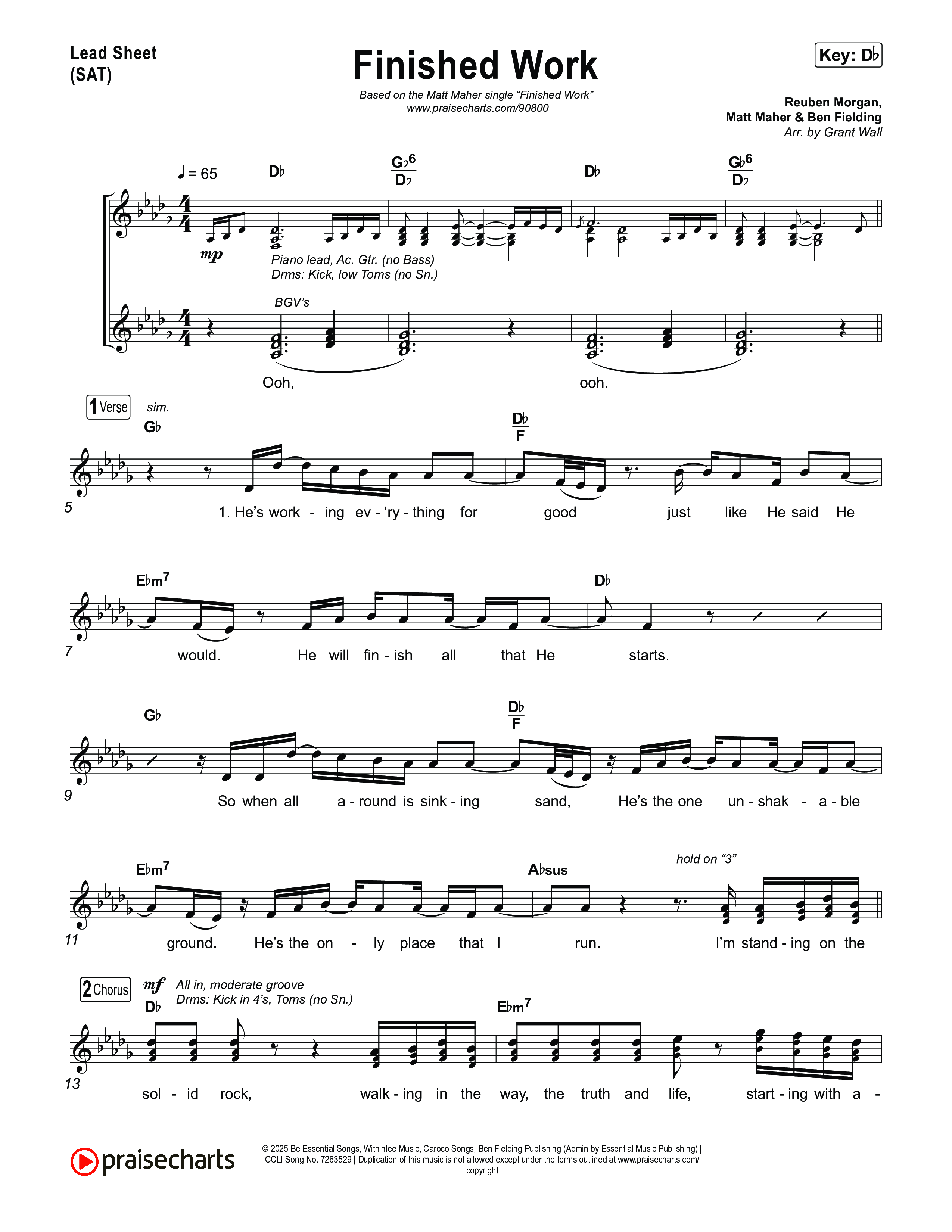 Finished Work Lead Sheet (SAT) (Matt Maher)