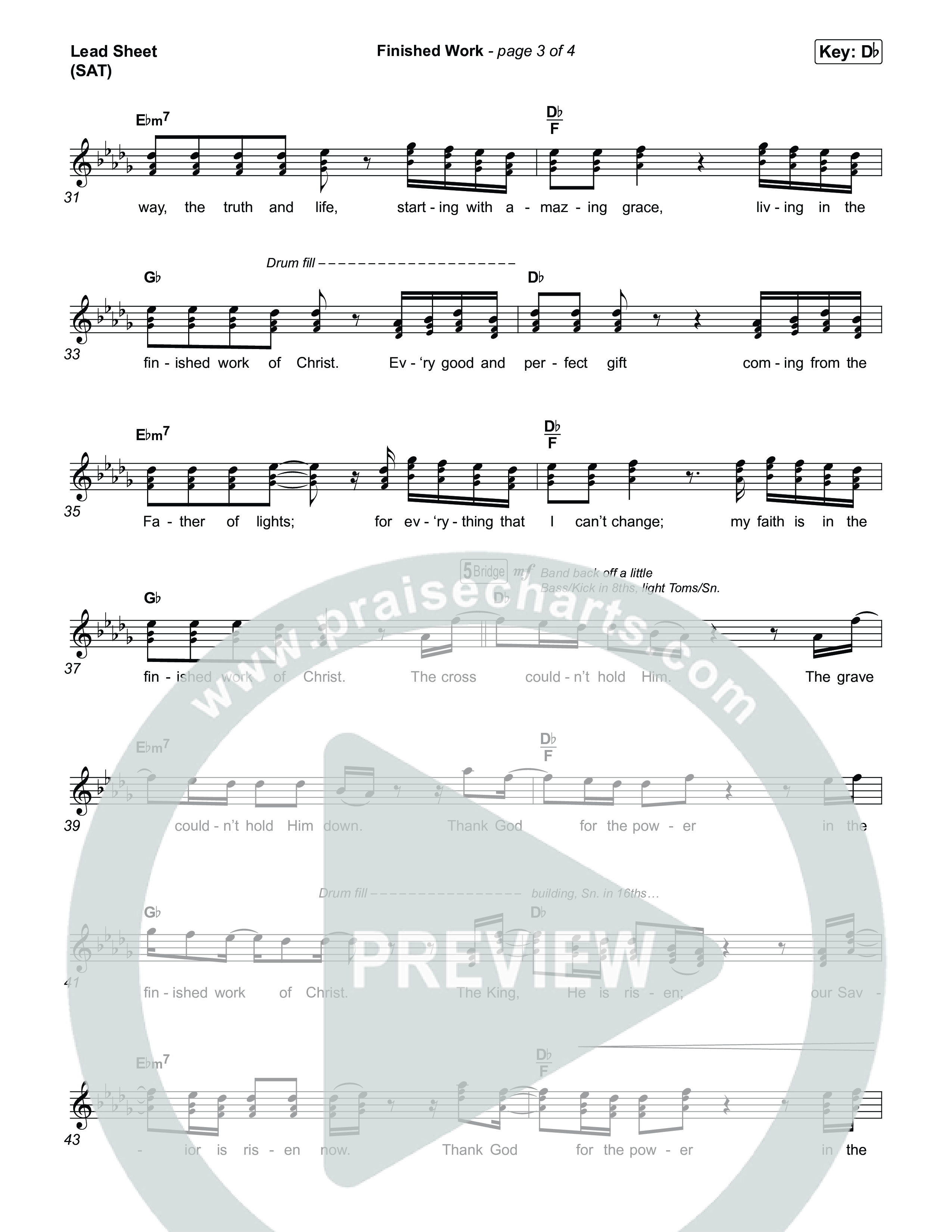 Finished Work Lead Sheet (SAT) (Matt Maher)
