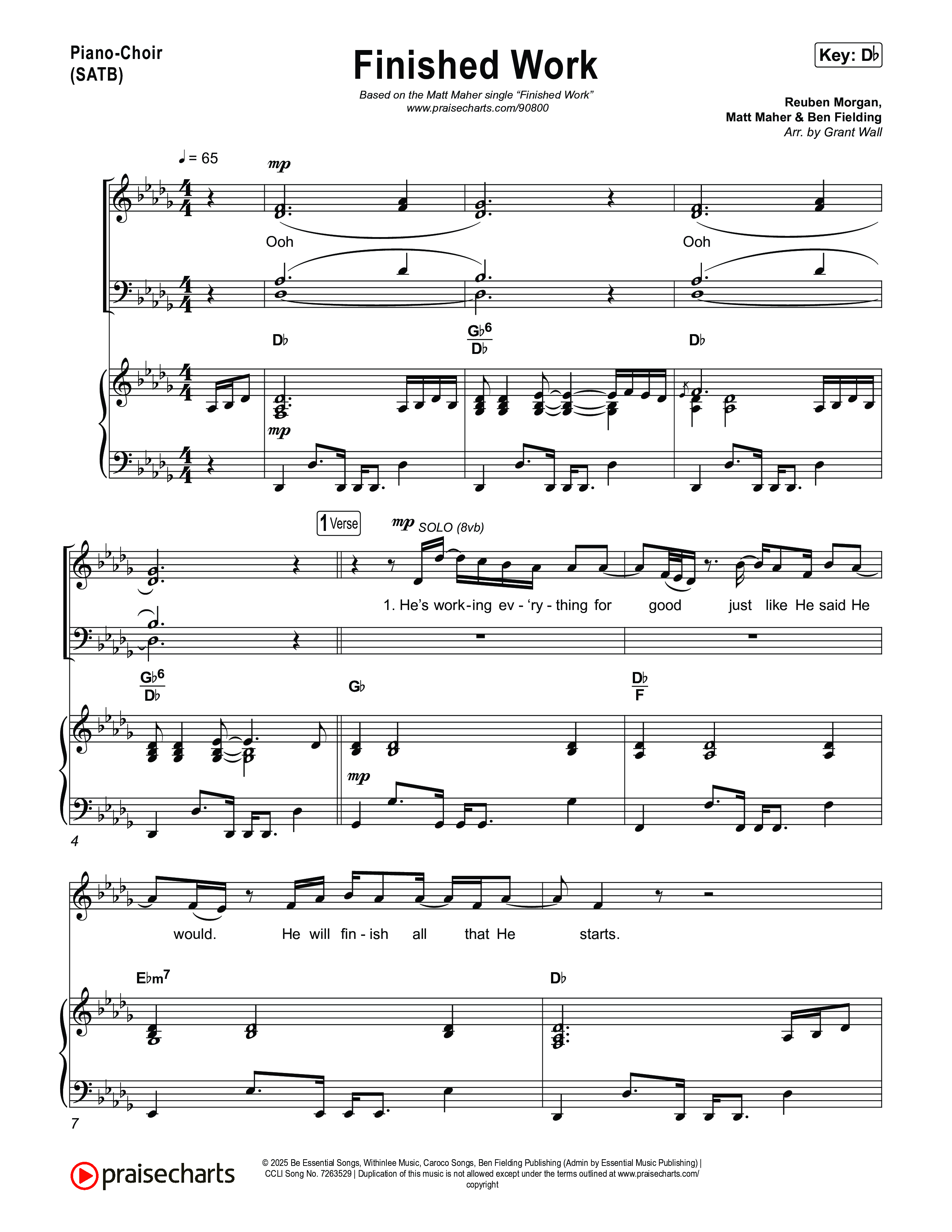 Finished Work Piano/Vocal (SATB) (Matt Maher)