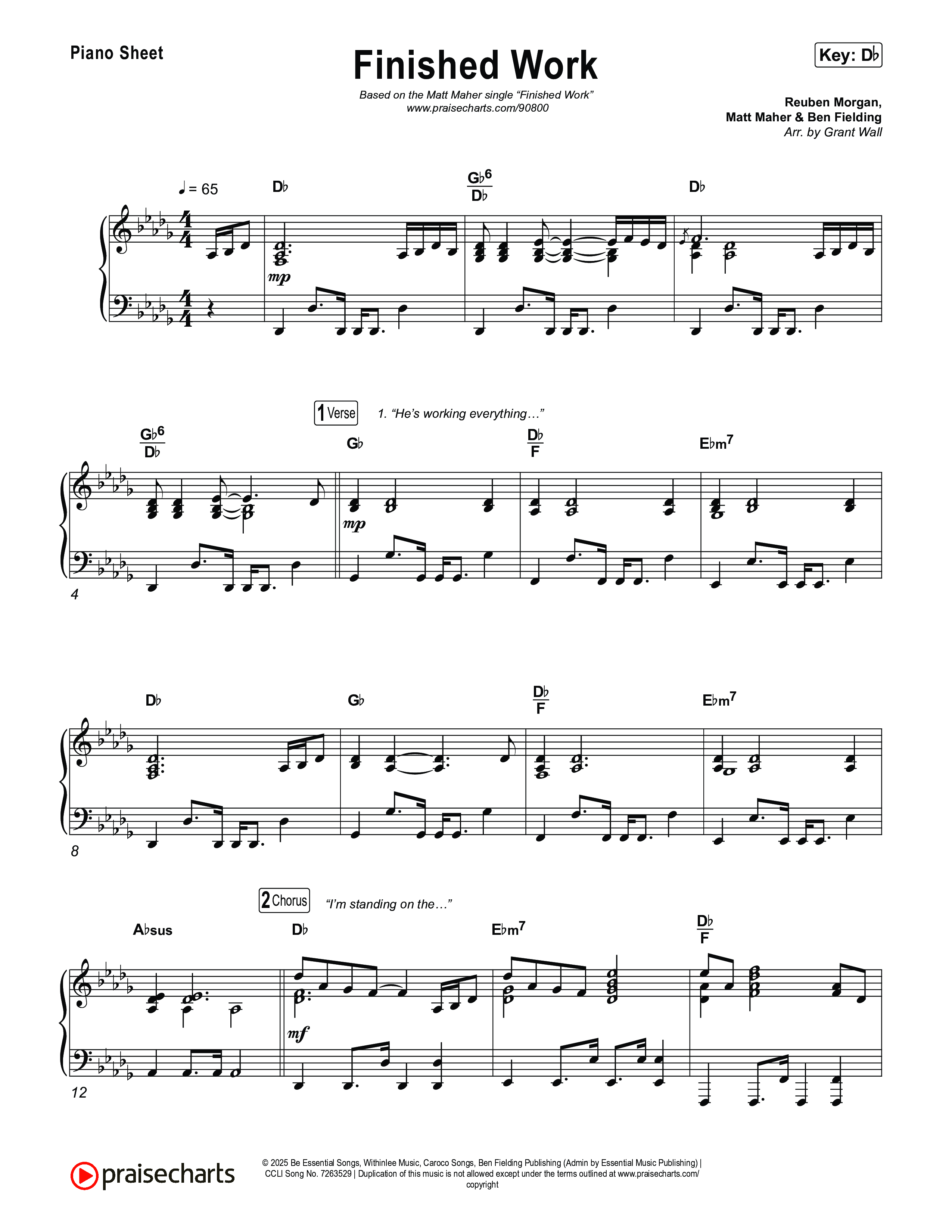 Finished Work Piano Sheet (Matt Maher)