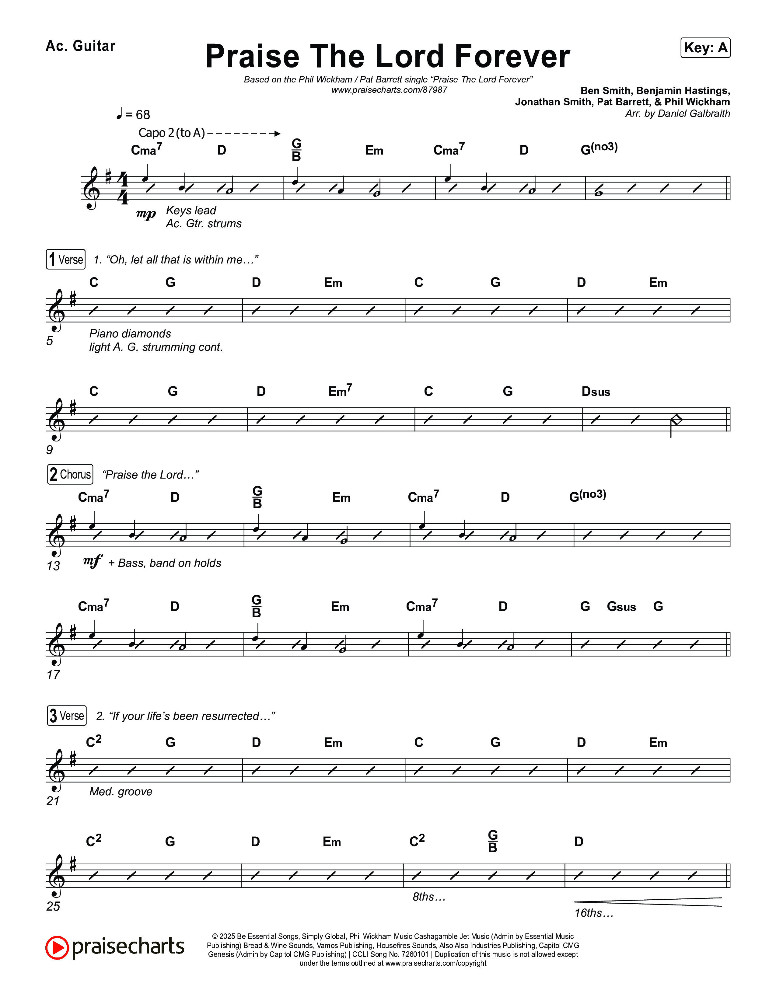 Praise The Lord Forever Acoustic Guitar (Phil Wickham / Pat Barrett)